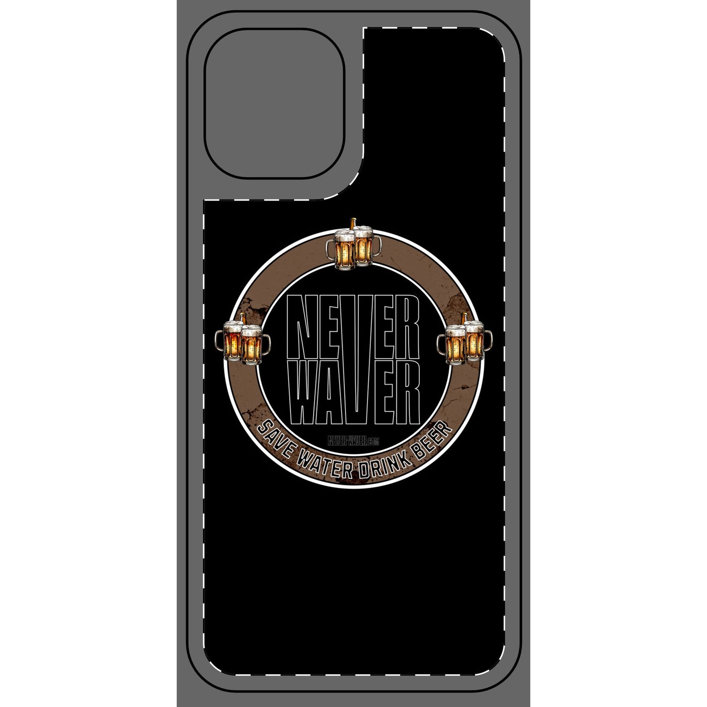Never Waver Save Water Drink Beer Phone Skin - Beer Lover's Accessory