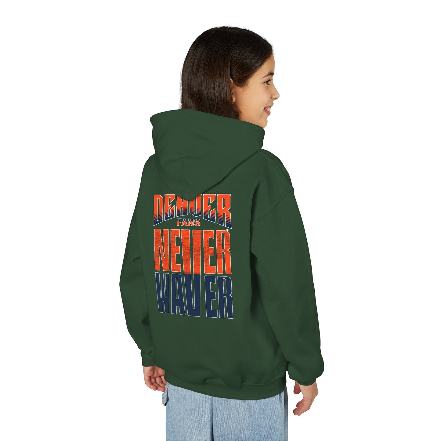 Denver Fans Never Waver Youth Heavy Blend Hoodie Sweatshirt