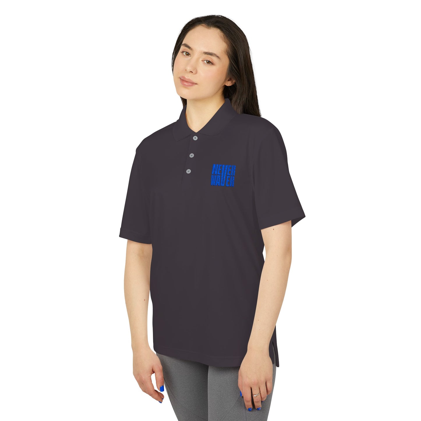 Performance Polo Shirt - "NEVER WAVER" Design