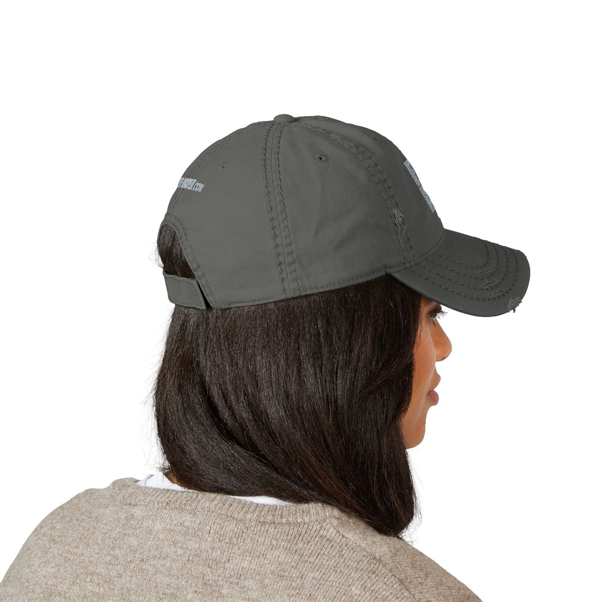 Distressed Dad Hat with 'Never Waver' Embroidery - Casual Style for Everyday Adventures by Printify
