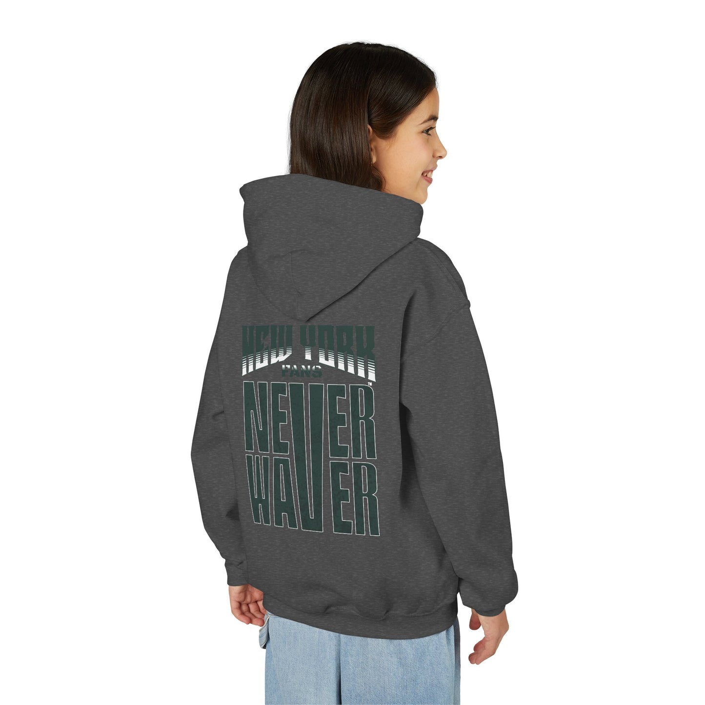 New York Fans Never Waver Youth Heavy Blend Hooded Sweatshirt