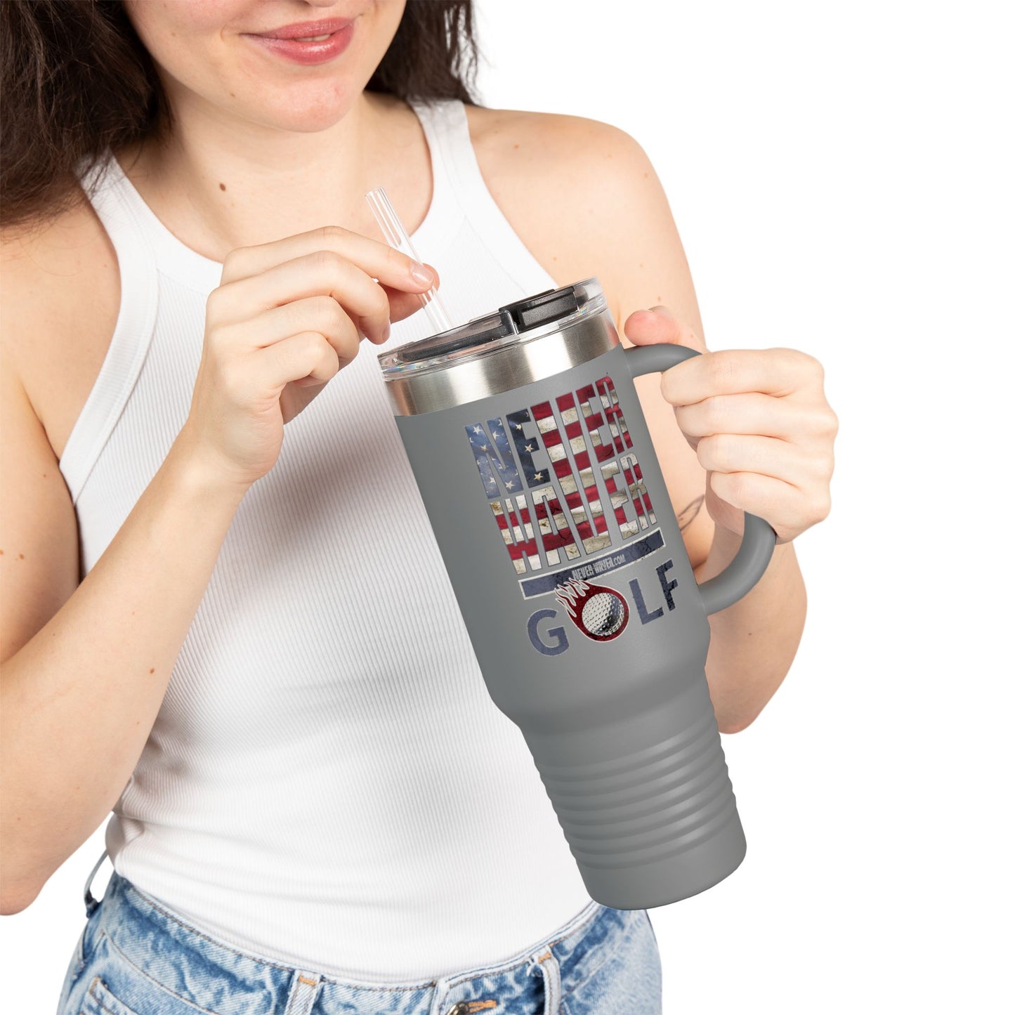 "Never Waver Golf" - 40oz Sporty Drinkware Insulated Travel Mug