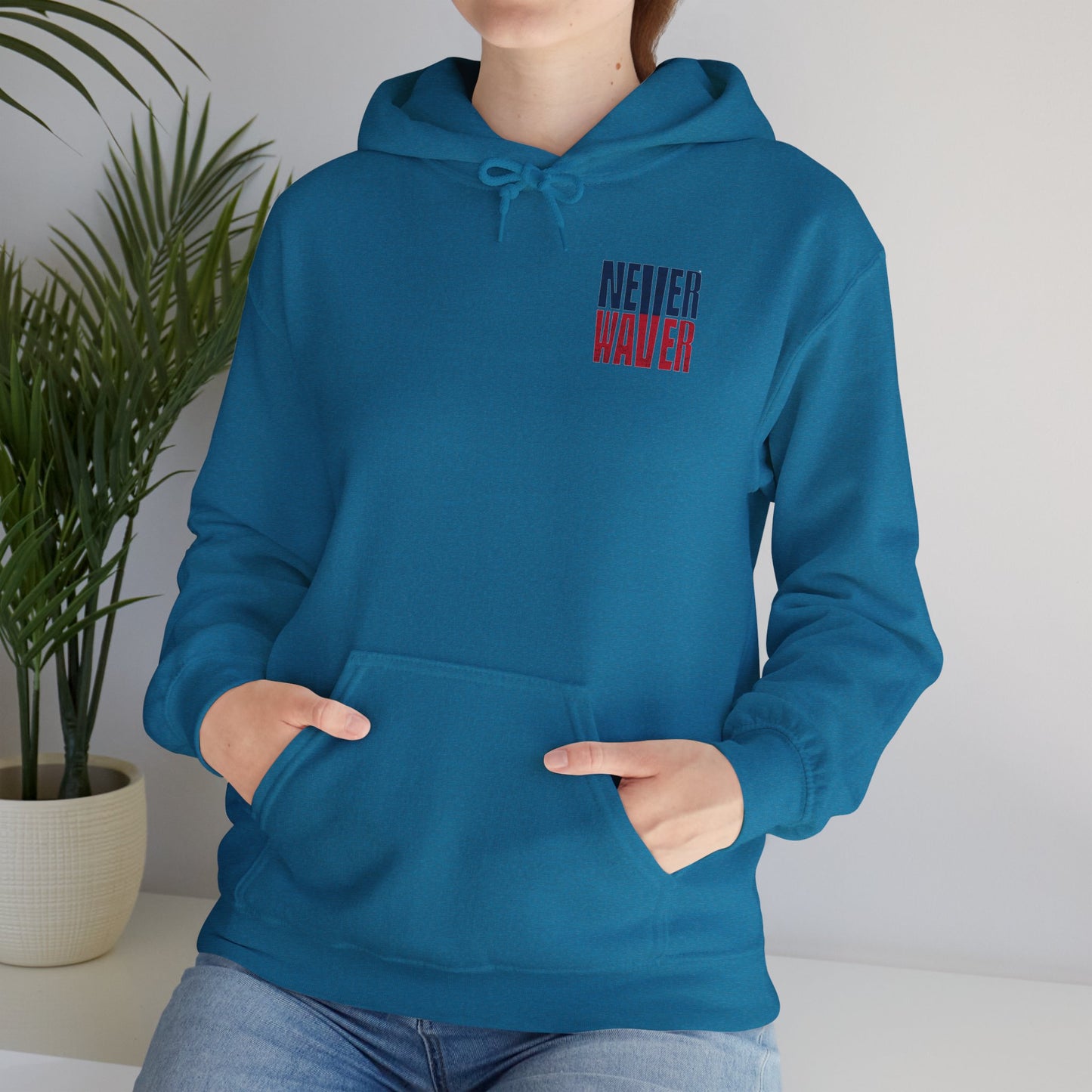 New England Fans Never Waver w Leopard football Unisex Heavy Blend™ Hooded Sweatshirt
