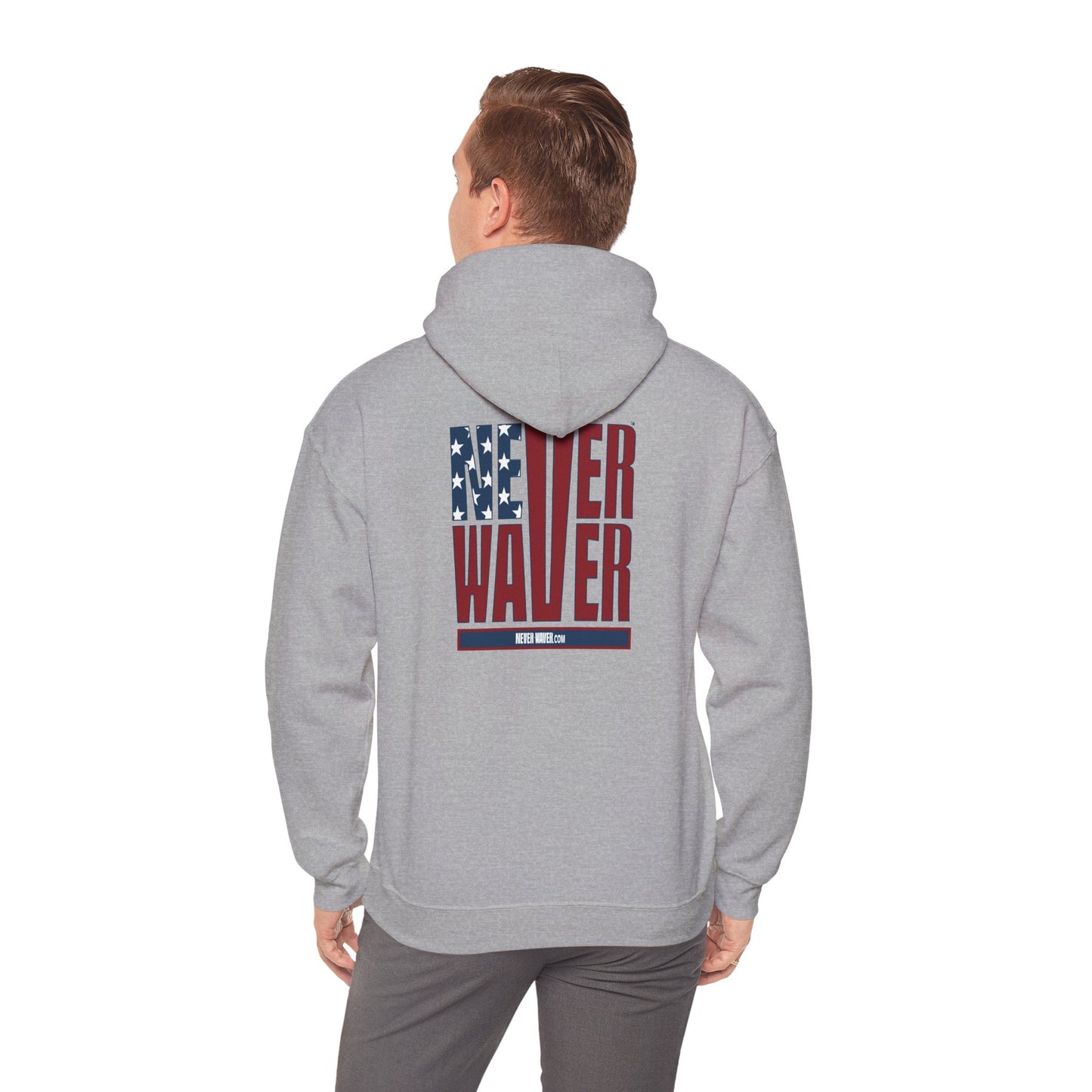 Never Waver Stylized Flag DesighnPatriotic Unisex Heavy Blend Hoodie