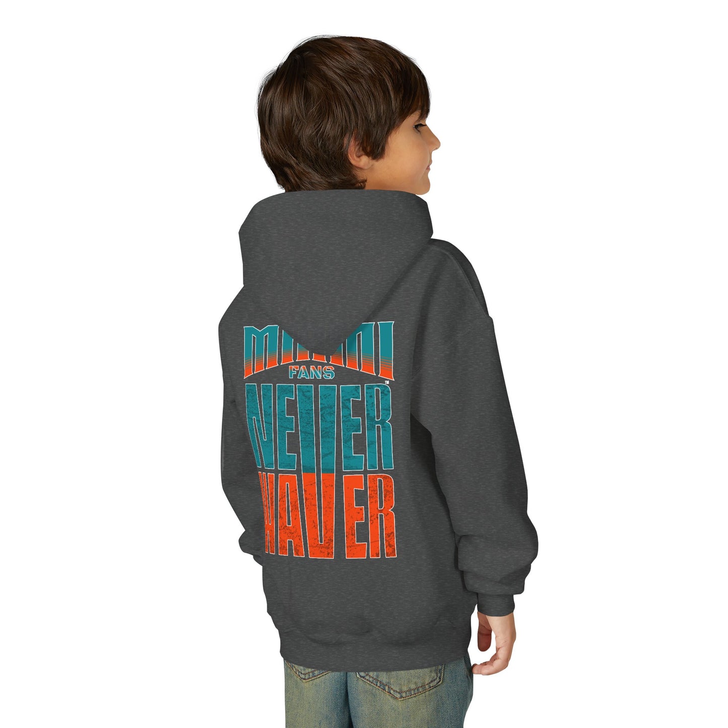 Miami Fans Never Waver Youth Heavy Blend Hooded Sweatshirt