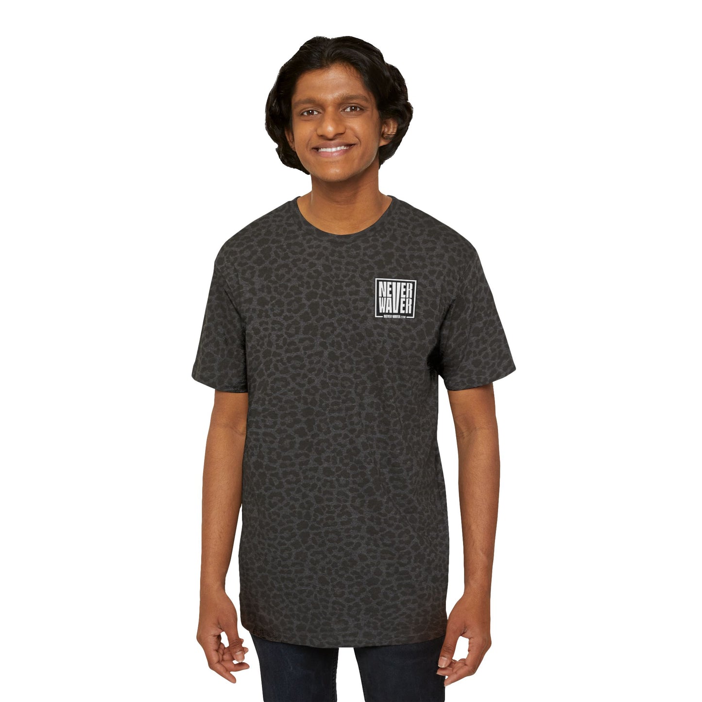 Never Waver Logo T-Shirt — Men's Graphic Tee (Box Logo Front & Back)