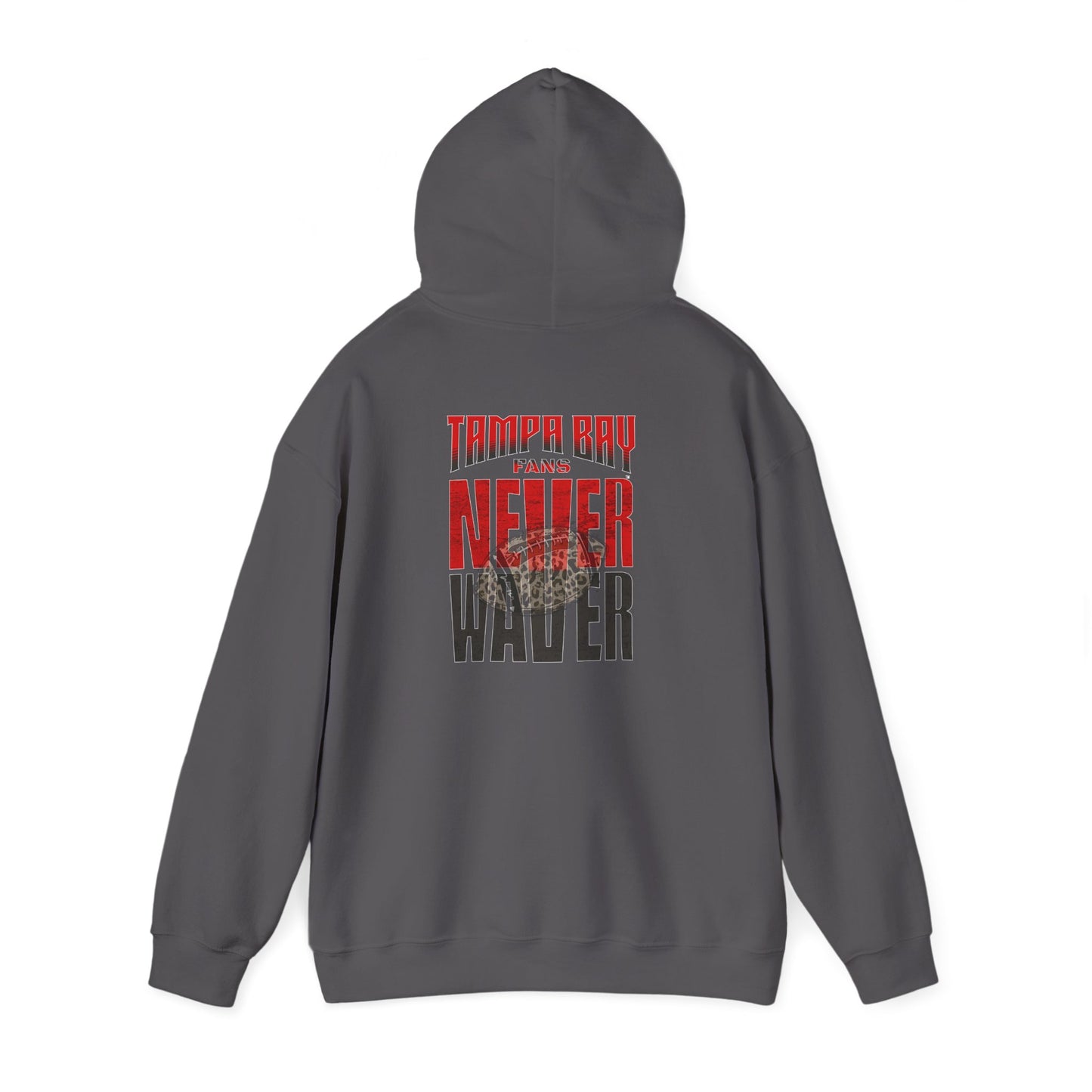Tampa Bay Fans  Never Waver  w Leopard Football Unisex Heavy Blend™ Hoodie - Perfect for Sports Fans