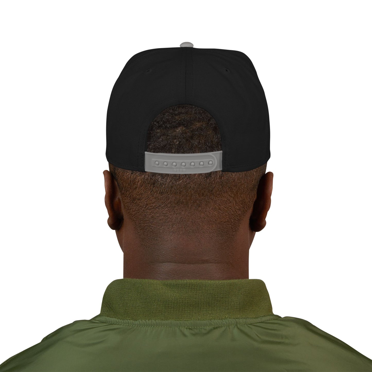 Never Waver Embroidered Square Script Snapback Hat — Bold Monochrome Streetwear