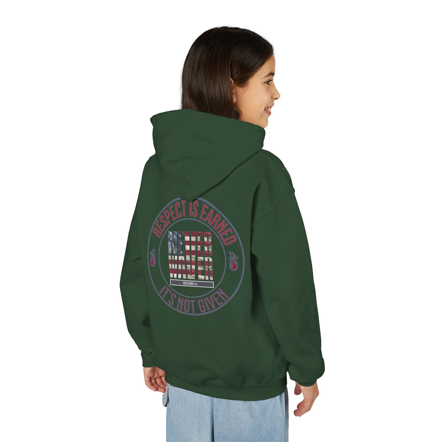 Youth Heavy Blend Hoodie - "Respect is Earned Never Waver It's Not Given" Motivational Sweatshirt