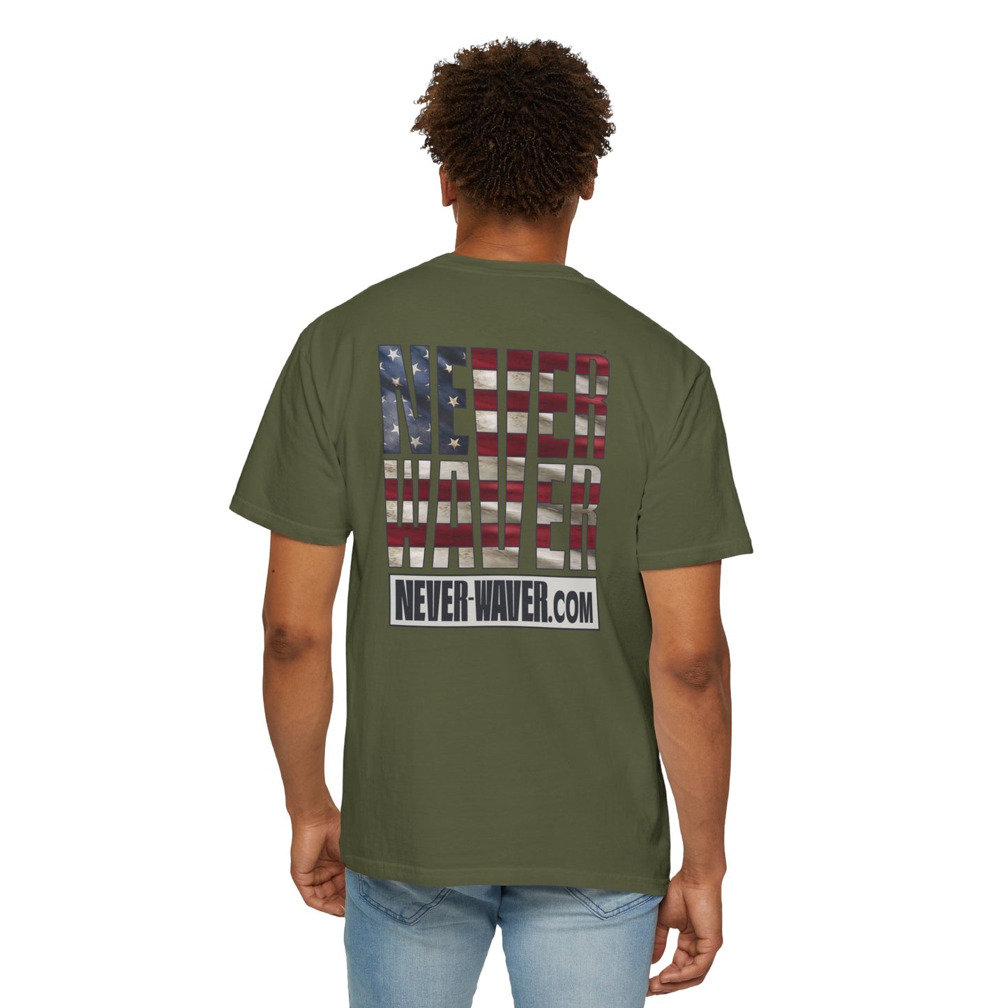 Never Waver Website Unisex Garment-Dyed T-Shirt - Patriotic Graphic Tee