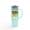 Green Bay Fans Never Waver with leopard football Insulated Travel Mug, 40oz