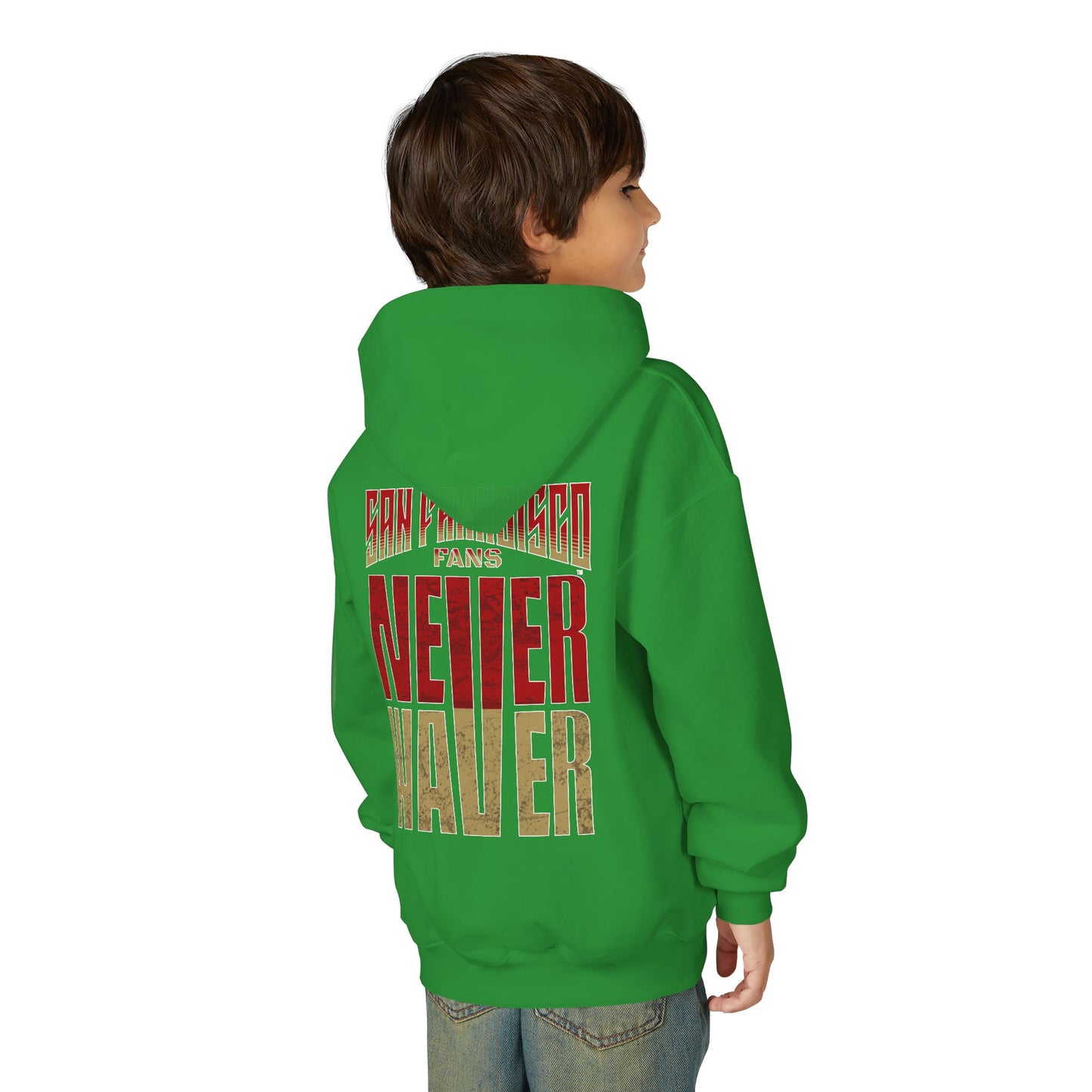 San Francisco Fans Never Waver Youth Heavy Blend Hooded Sweatshirt