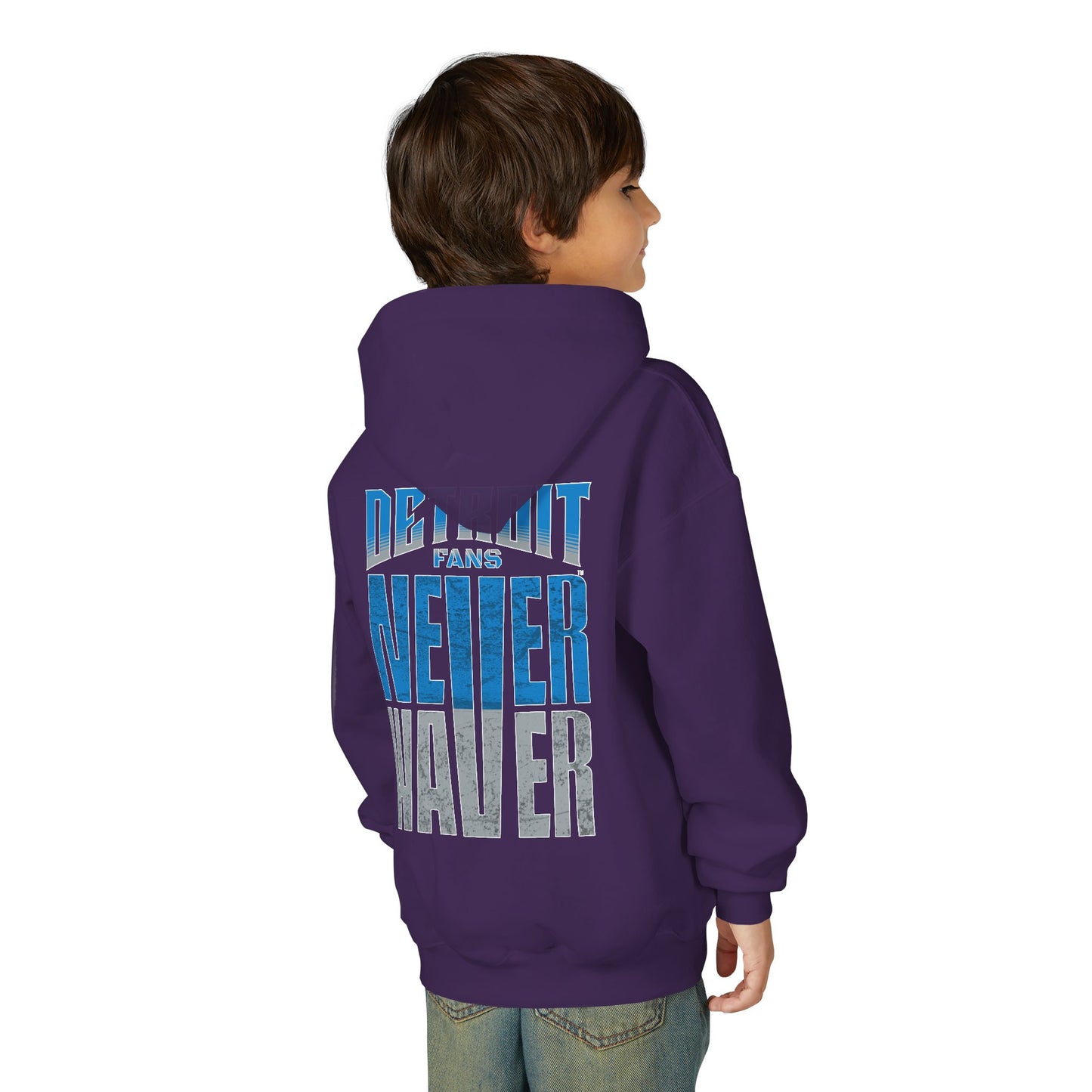 Detroit Fans Never Waver Youth Heavy Blend Hooded Sweatshirt
