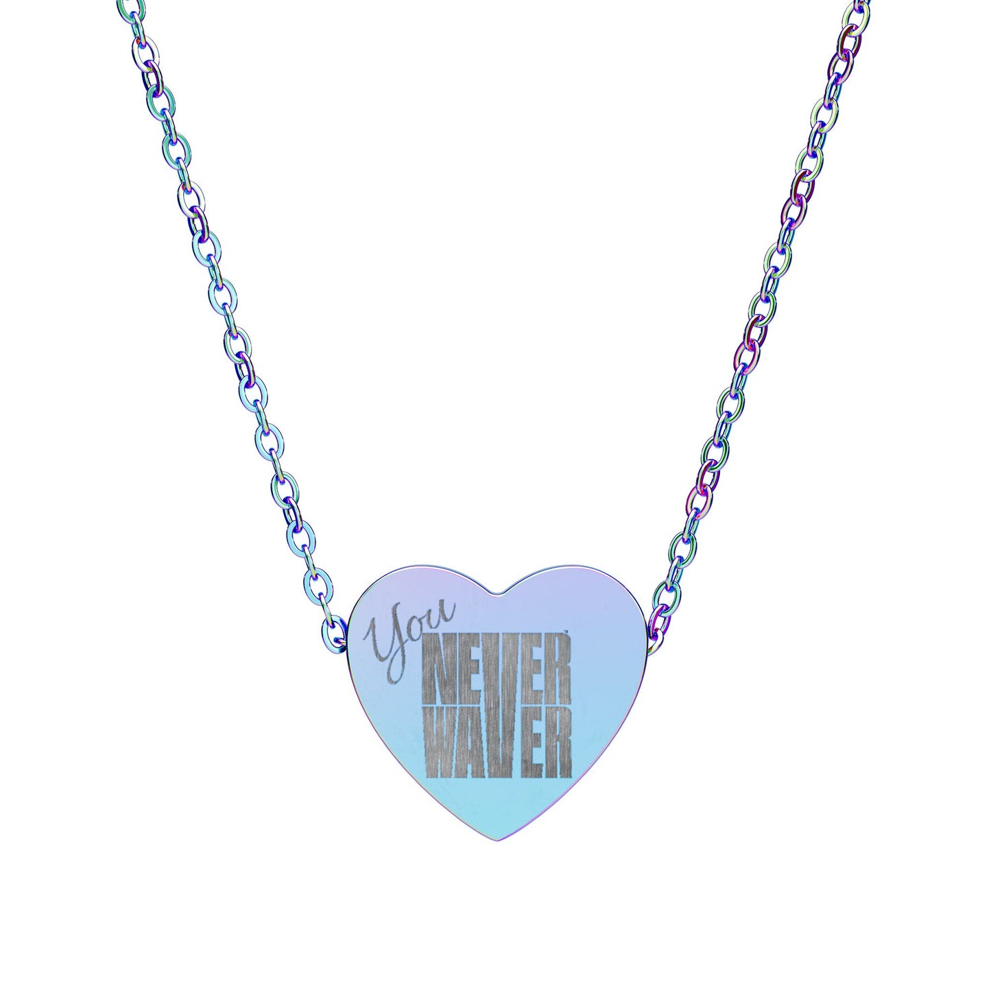 Engraved Heart Necklace You Never Waver