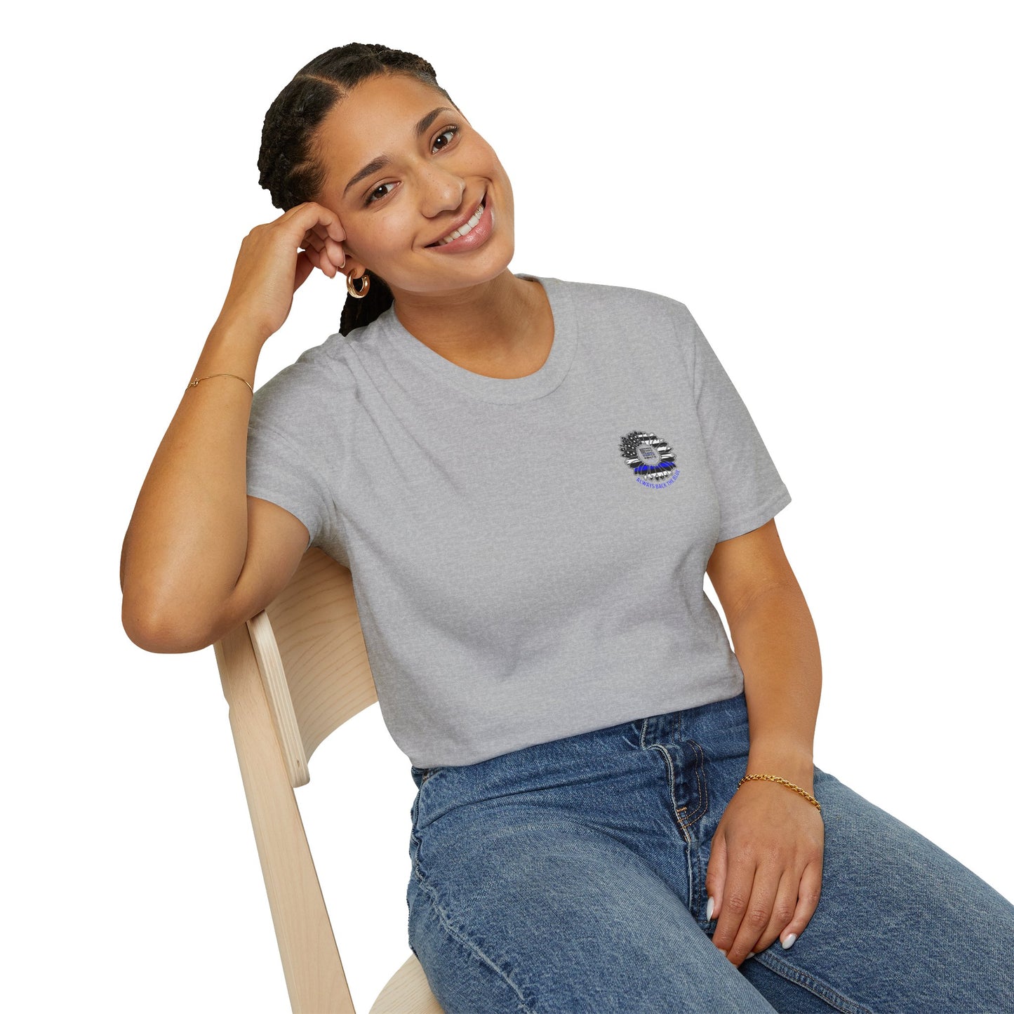 Never Waver Always Back The Blue Unisex Softstyle T-Shirt