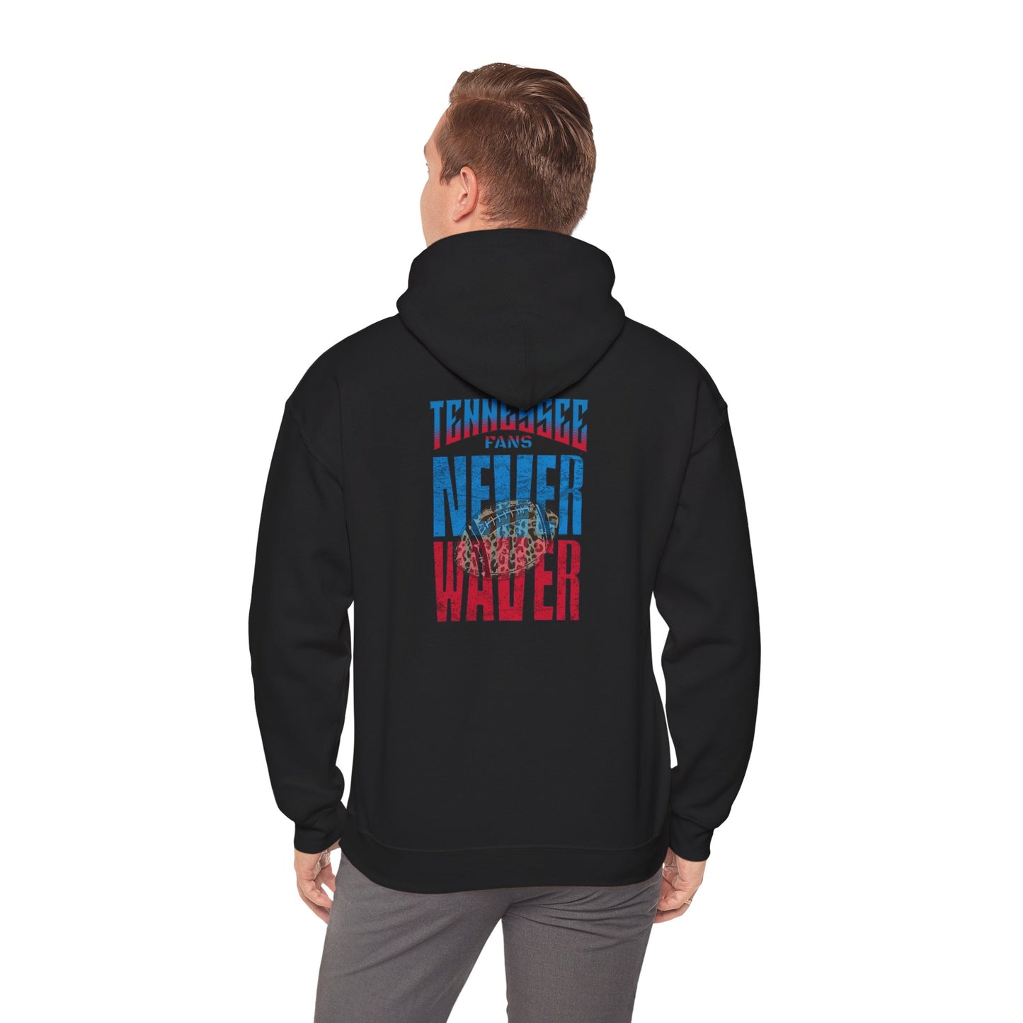 'Tennessee Fans Never Waver W Leopard Football' Casual Comfort for Team Fans Unisex Heavy Blend™ Hooded Sweatshirt