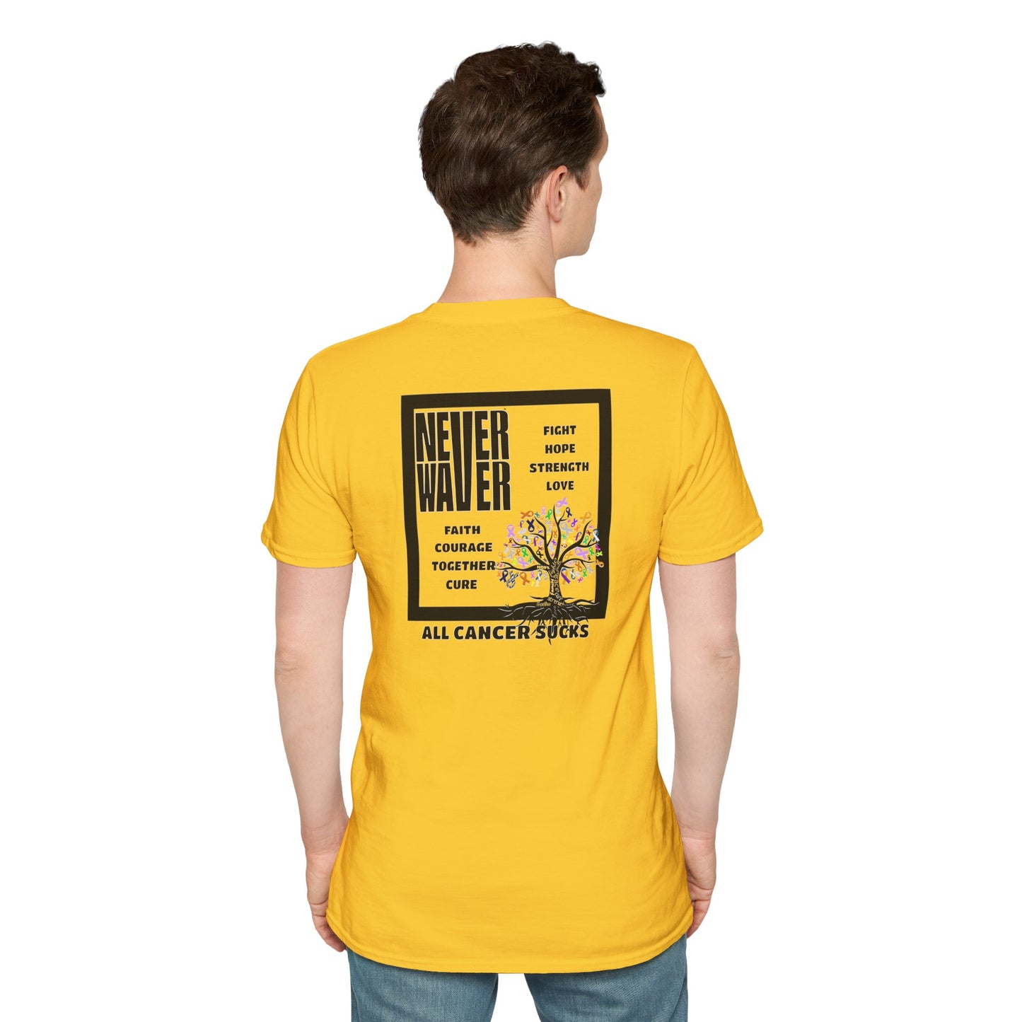 Cancer Awareness Tree Unisex T-Shirt Never Waver Tree of Cancer Ribbons ALL CANCERS SUCK!