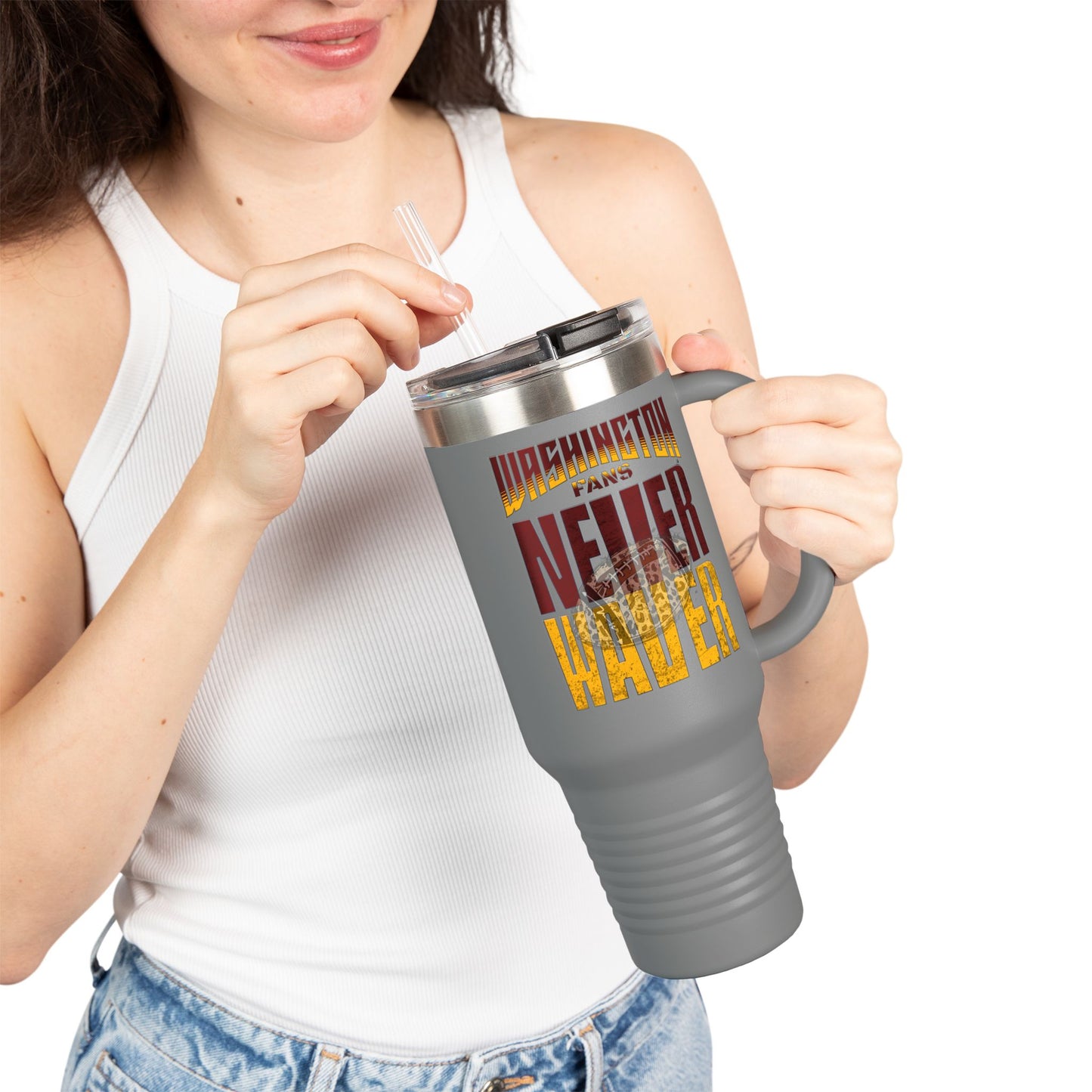 Washington Fans Never Waver W-Leopard Football Insulated Travel Mug, 40oz