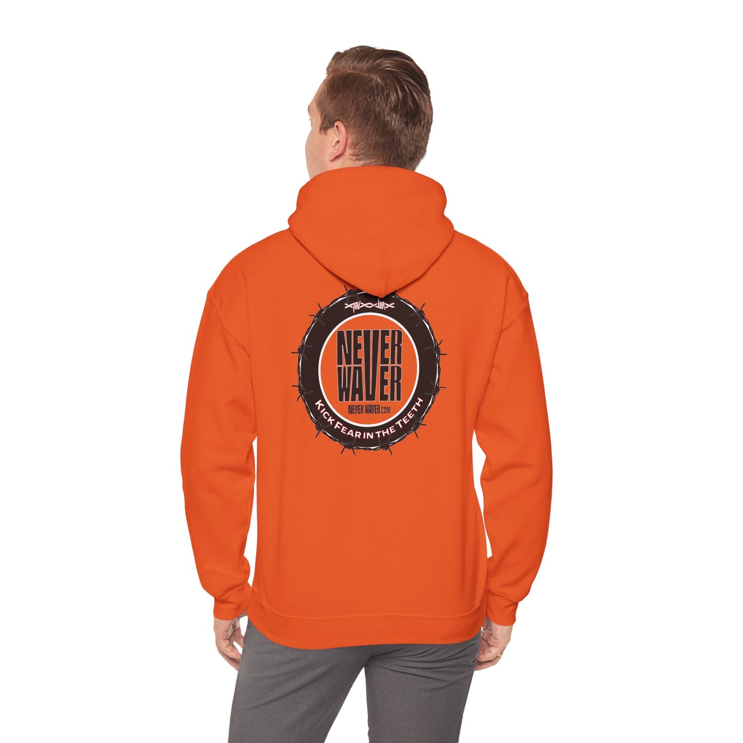 NEVER WAVER KICK FEAR IN THE TEETH Unisex Heavy Blend™ Hooded Sweatshirt