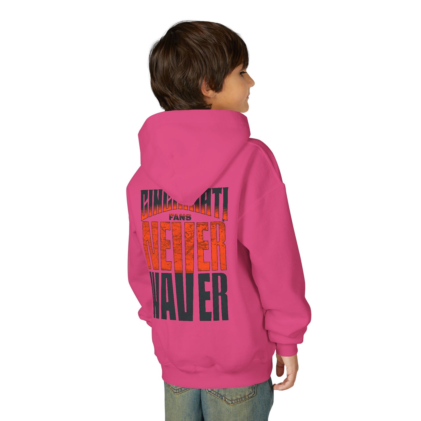 Cincinnati Fans Never Waver Youth Heavy Blend Hooded Sweatshirt