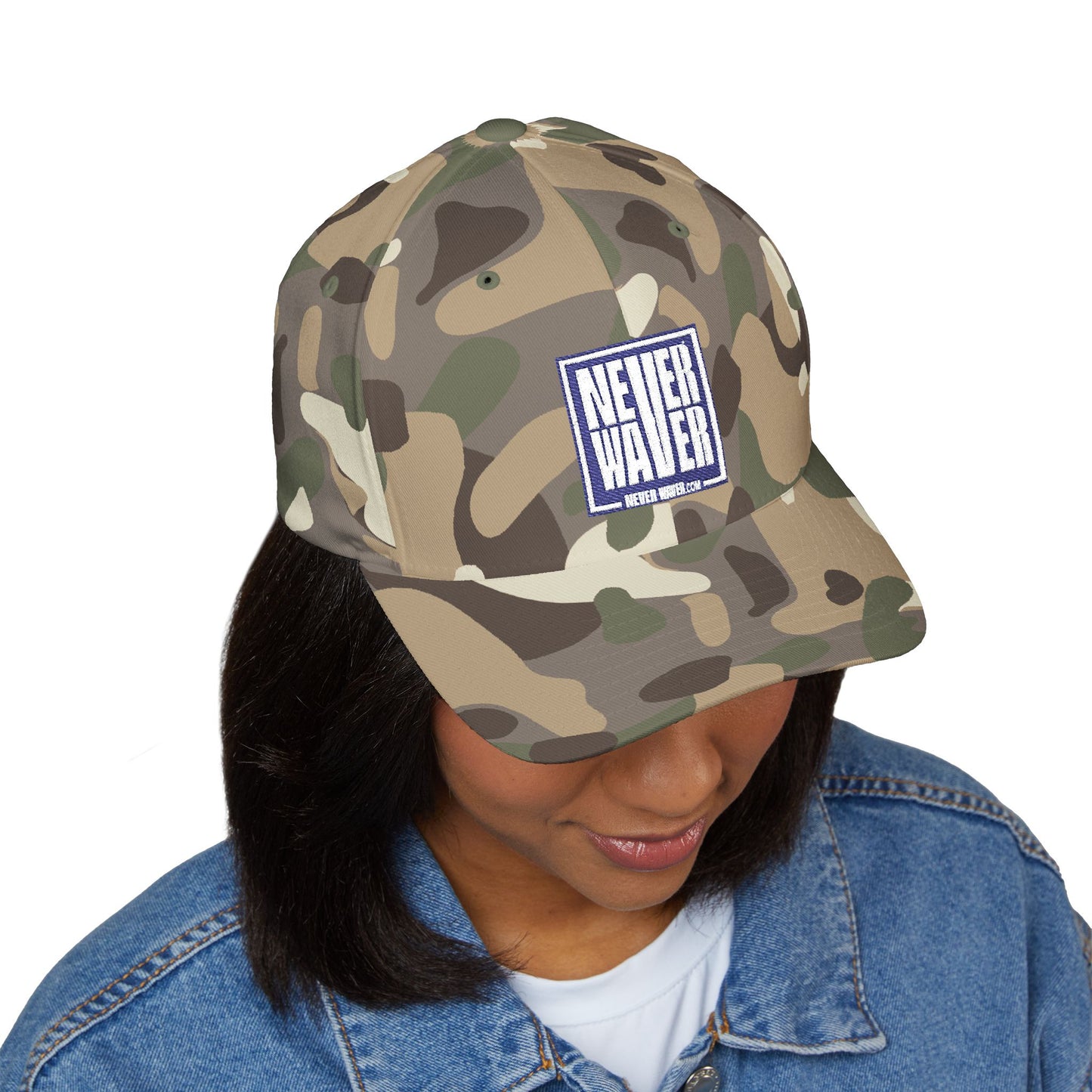 Never Waver Embroidered Baseball Cap — Minimal Graphic Structured Hat