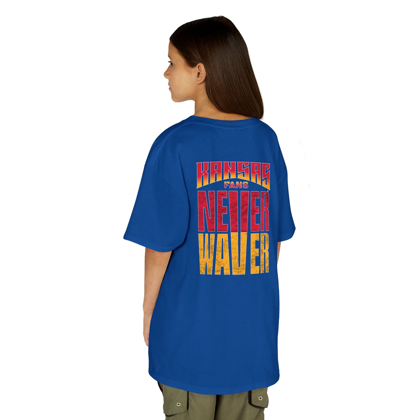 Kansas Fans Never Waver Kids Heavy Cotton™ Tee
