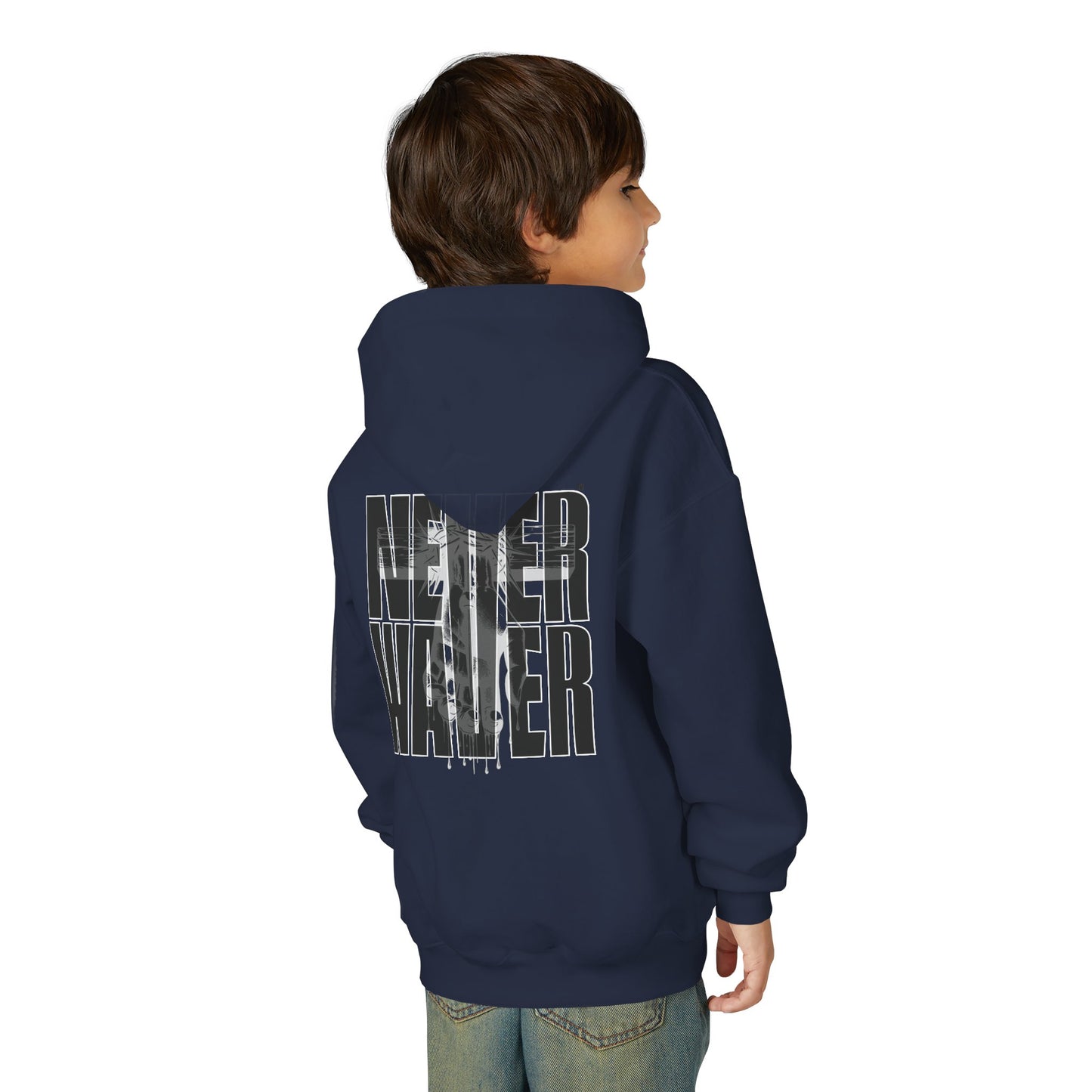 "Never Waver” Jesus a bold, eye-catching design that reflects a steadfast faith and confidence in Christ. " Sweatshirt for Young