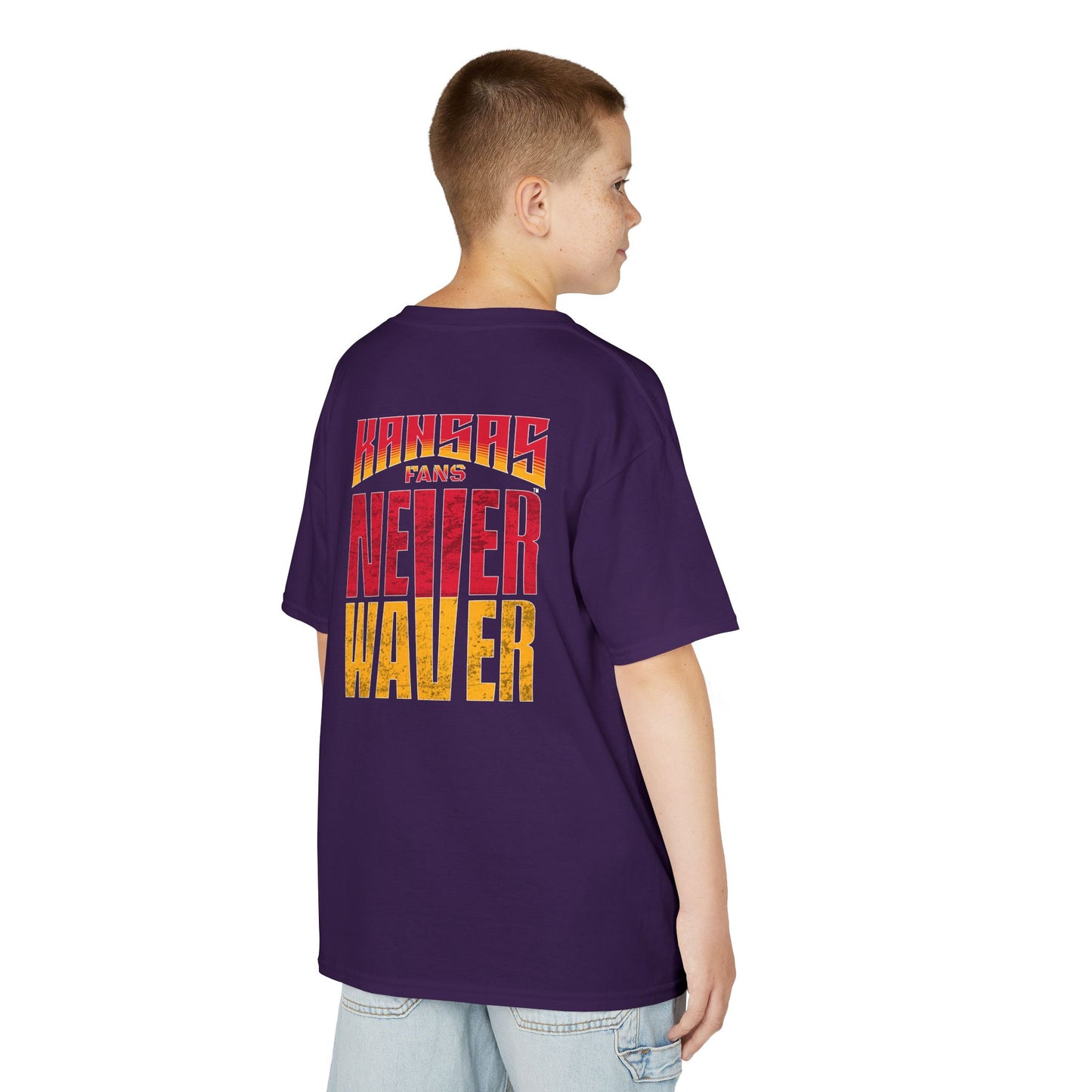 Kansas Fans Never Waver Kids Heavy Cotton™ Tee