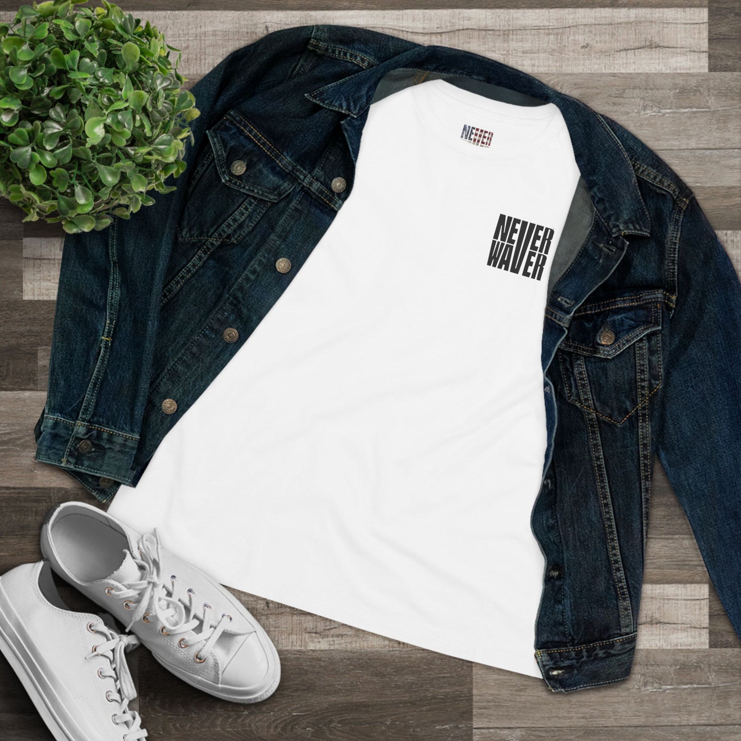 Never Waver” Jesus t-shirt might feature a bold, eye-catching design that reflects a steadfast faith and confidence in Christ.  Women's Cotton Tee