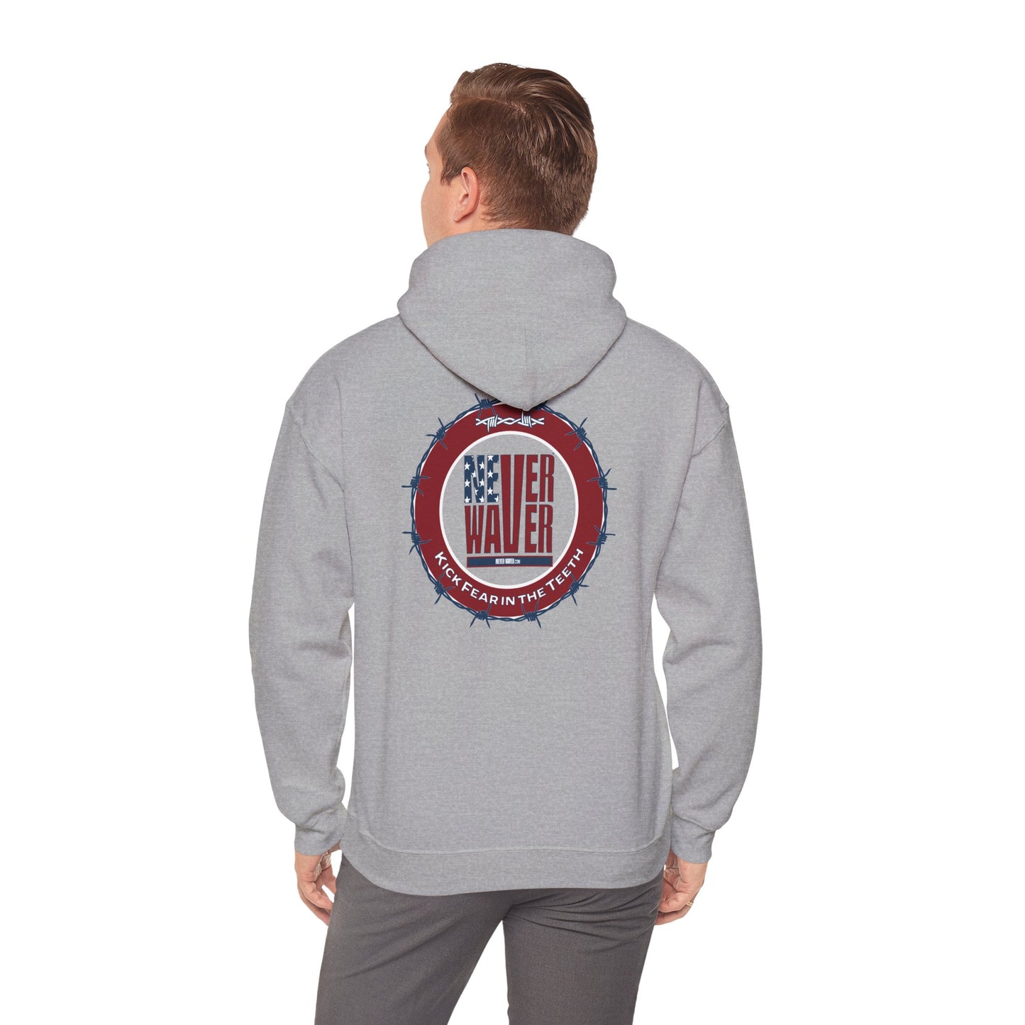 NEVER WAVER KICK FEAR IN THE TEETH Unisex Heavy Blend™ Hooded Sweatshirt