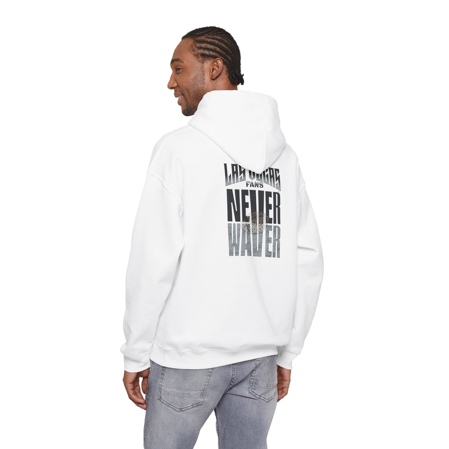 Las Vegas Fans Never Waver w Leopard Football Unisex Heavy Blend™ Hooded Sweatshirt - Cozy Oversized Style for Fans