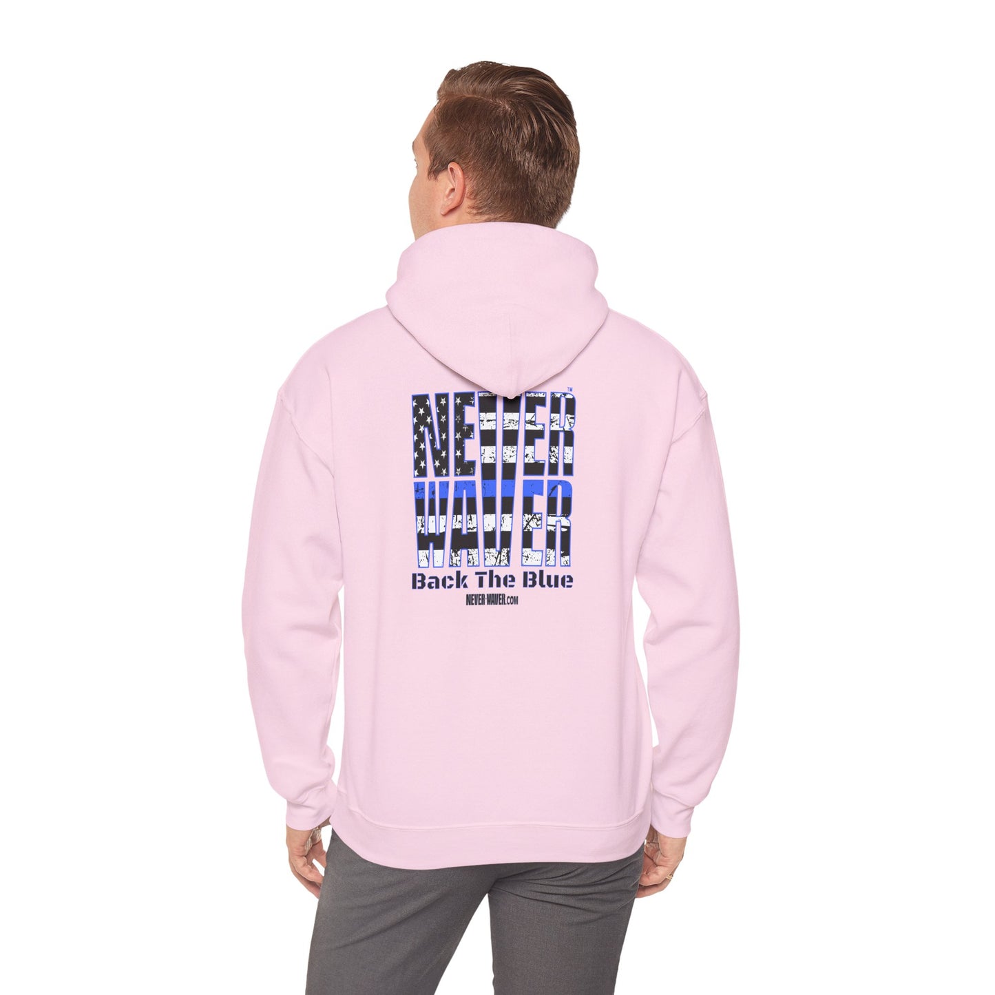 Never Waver Back The Blue Hoodie - Unisex Heavy Blend Sweatshirt