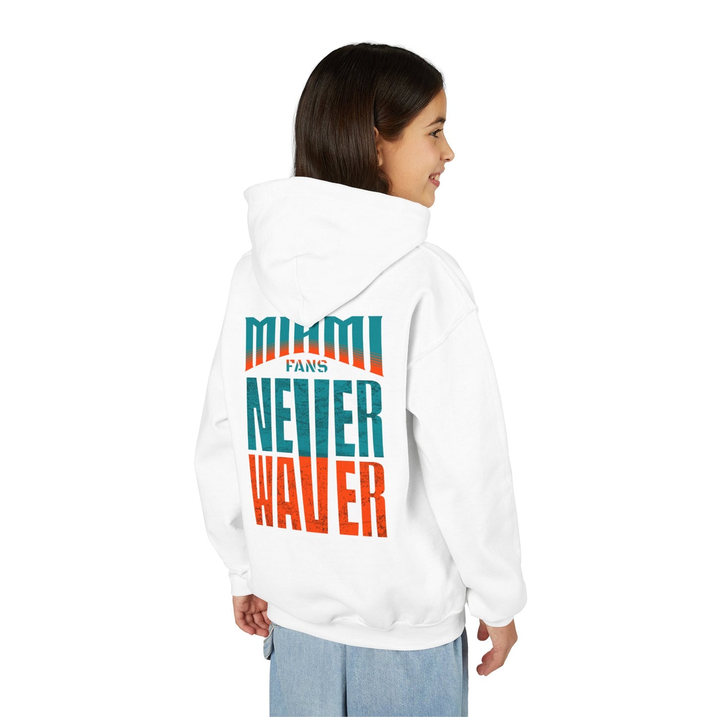 Miami Fans Never Waver Youth Heavy Blend Hooded Sweatshirt