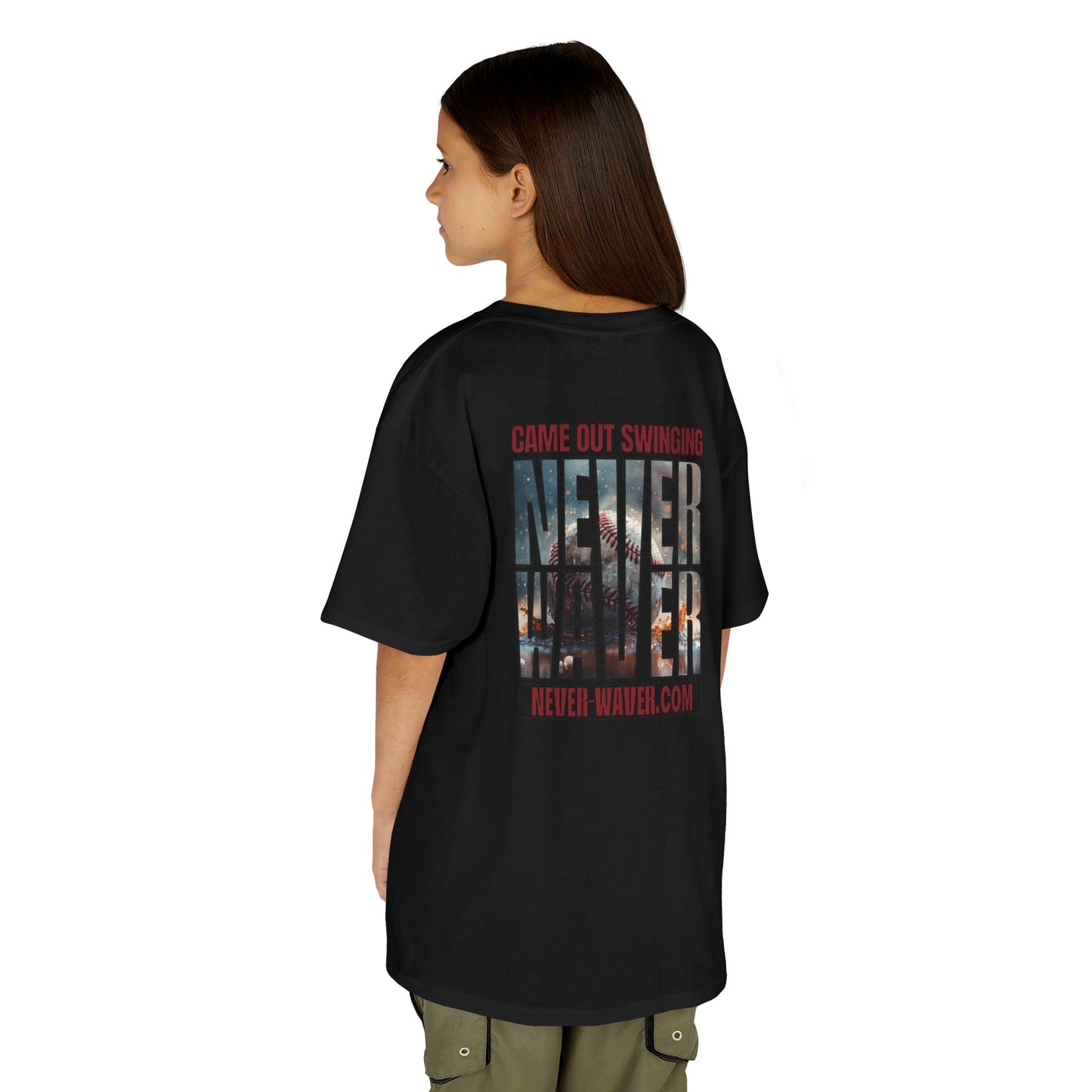 Kids T-Shirt - "Came Out Swinging" Never Waver Graphic Tee (Youth)