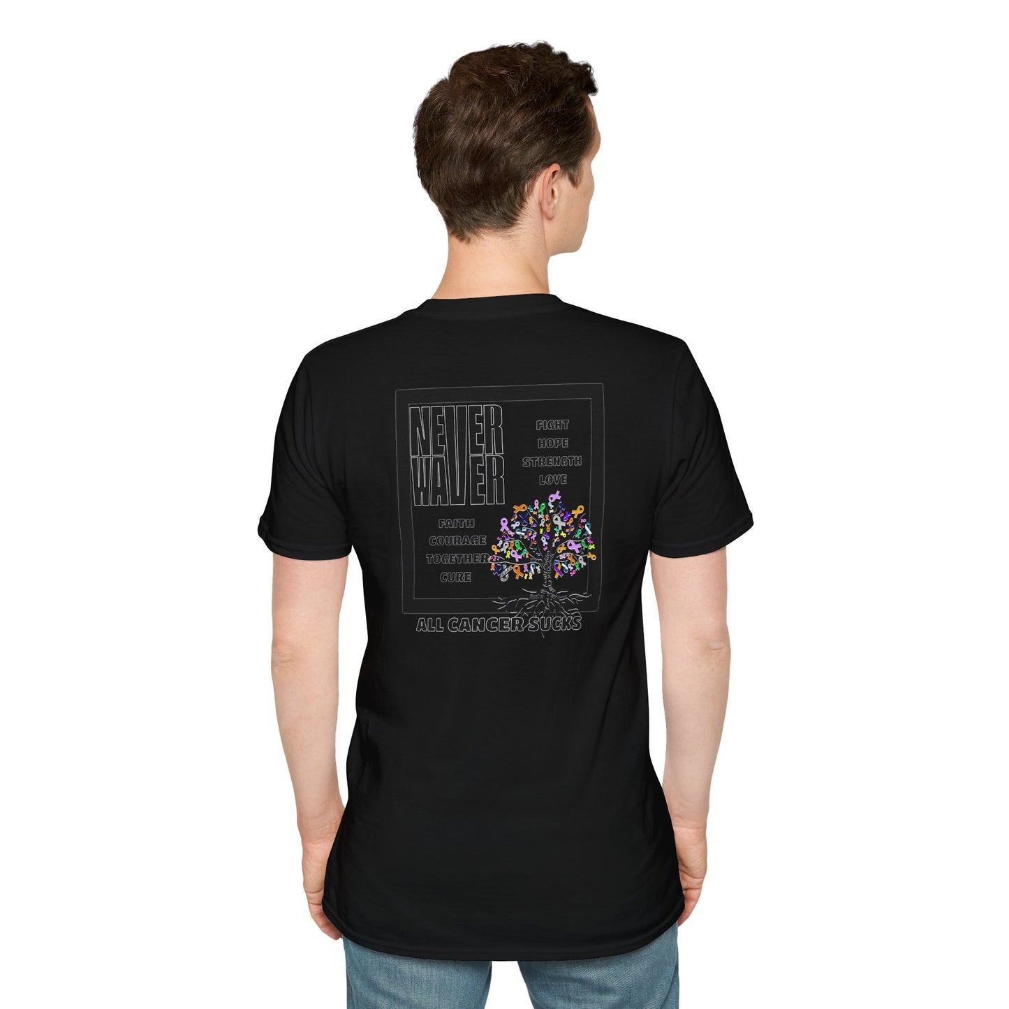 Cancer Awareness Tree Unisex T-Shirt Never Waver Tree of Cancer Ribbons ALL CANCERS SUCK!