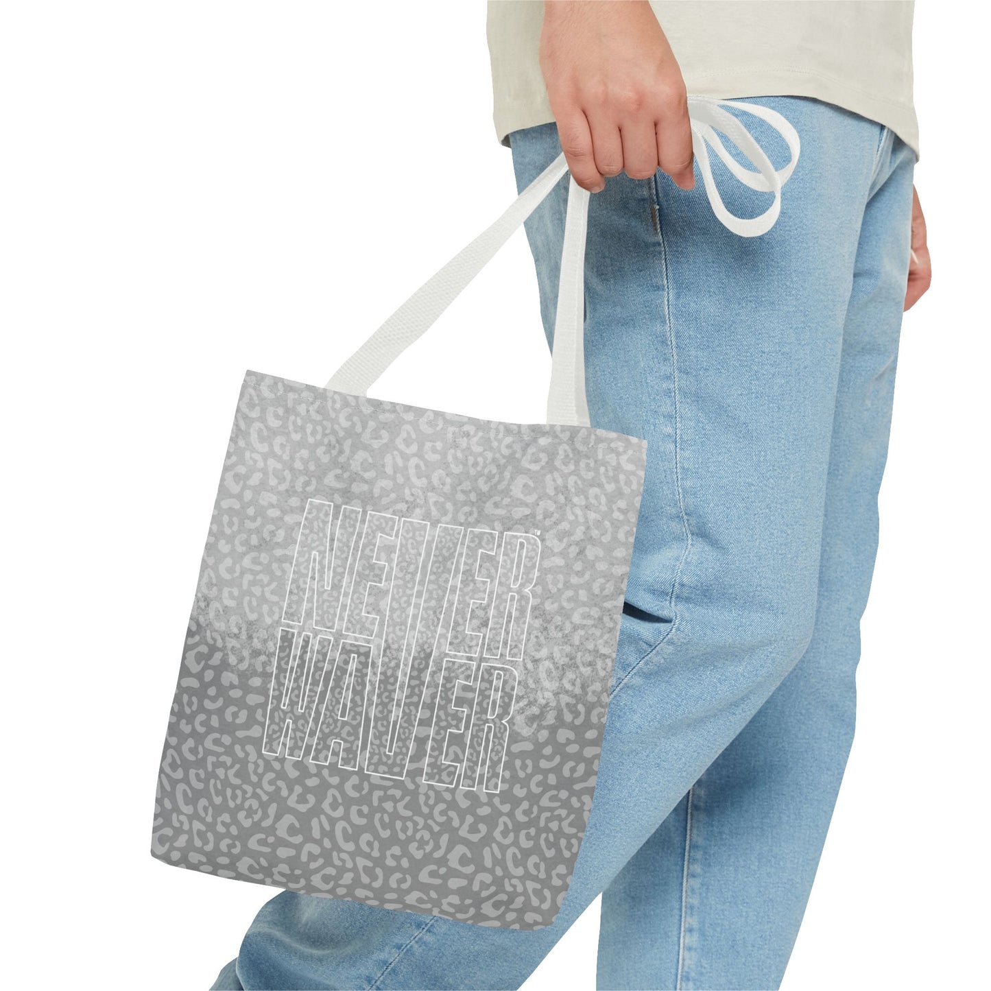 Never Waver Mamma Gray Leopard Tote Bag (AOP)