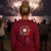 Never Waver 1776 Patriotic Leopard Sunflower V-Neck Tee