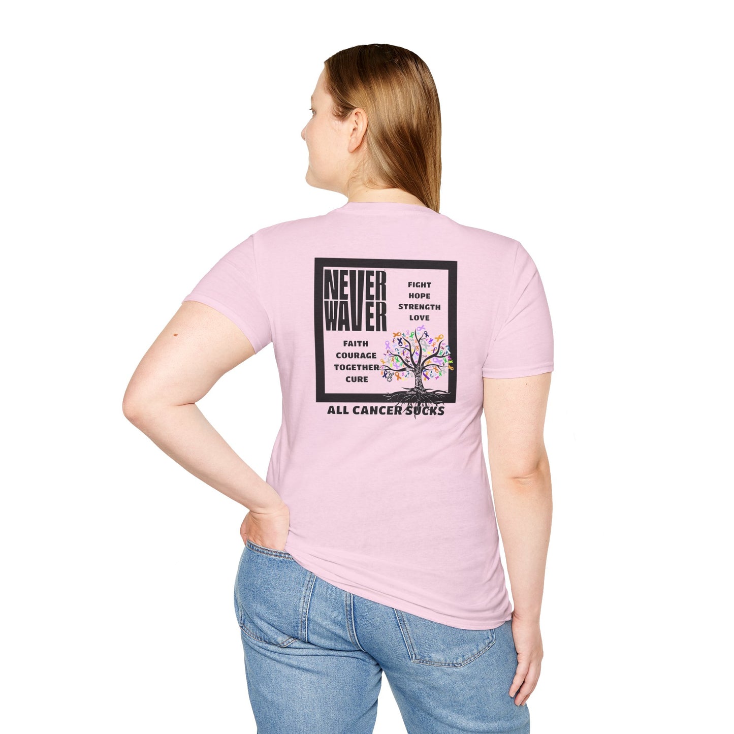 Cancer Awareness Tree Unisex T-Shirt Never Waver Tree of Cancer Ribbons ALL CANCERS SUCK!