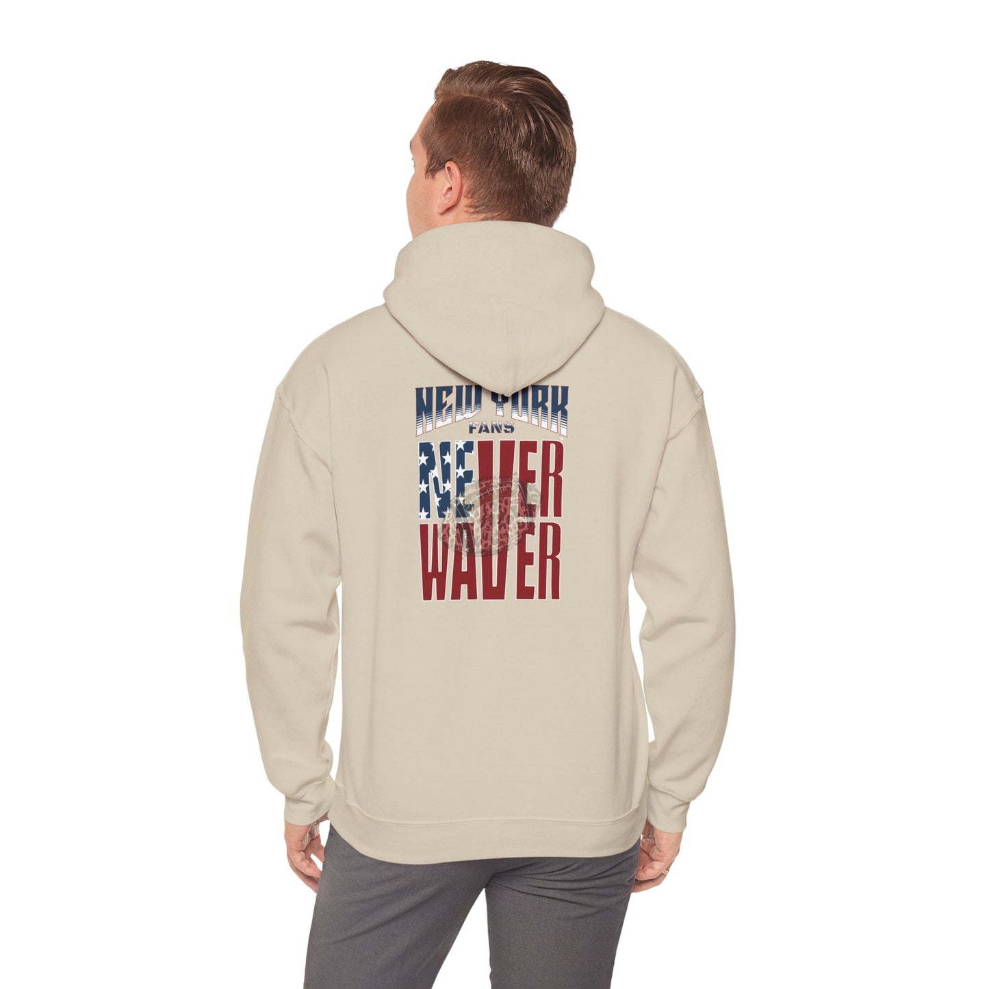 'New York Fans Never Waver W Leopard Football' American Pride Design Unisex Heavy Blend™ Hooded Sweatshirt