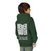 Youth Jesus Hoodie - "Never Waver” Jesus bold, eye-catching design that reflects a steadfast faith and confidence in Christ. " Sweatshirt for Young Jesus Lovers
