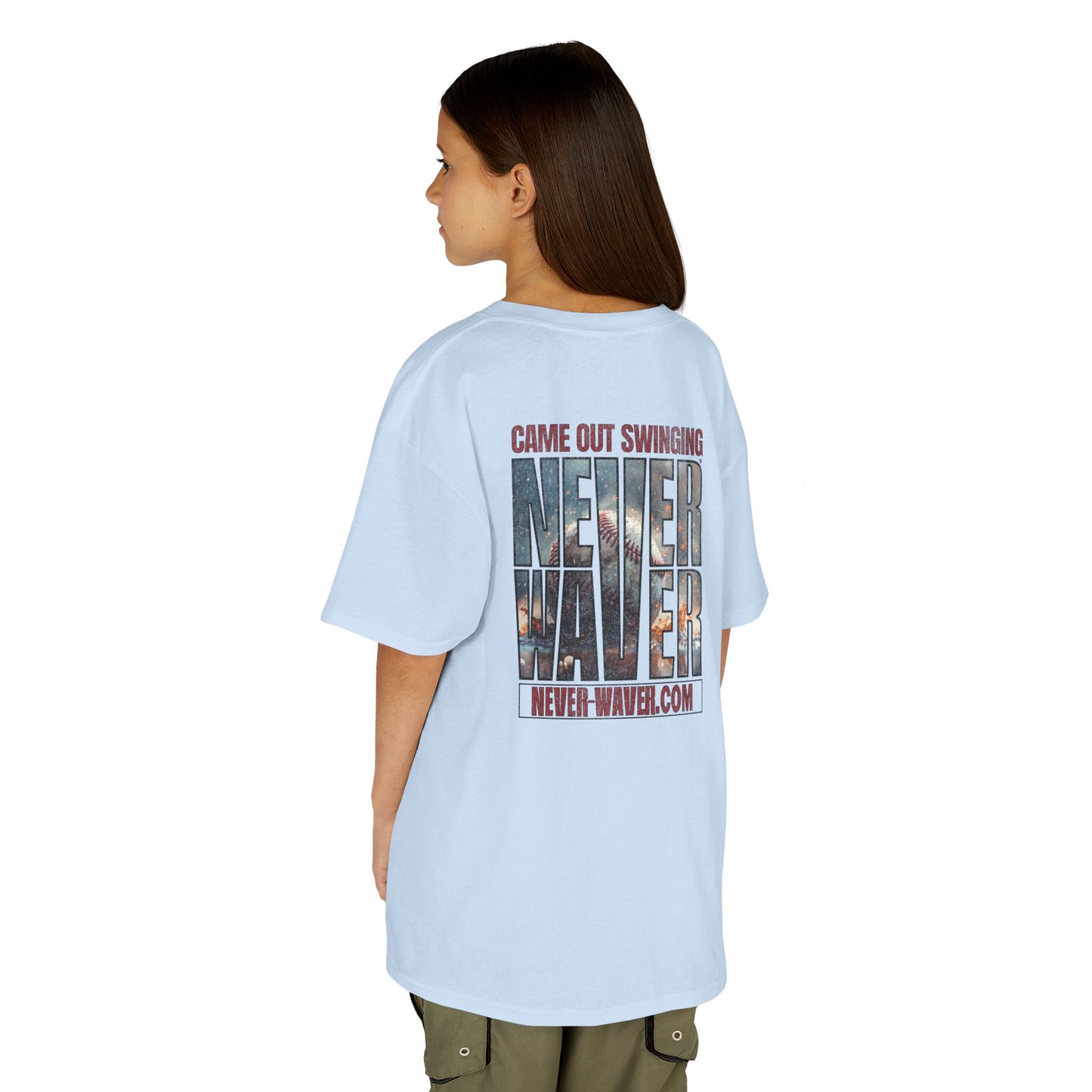 Kids T-Shirt - "Came Out Swinging" Never Waver Graphic Tee (Youth)