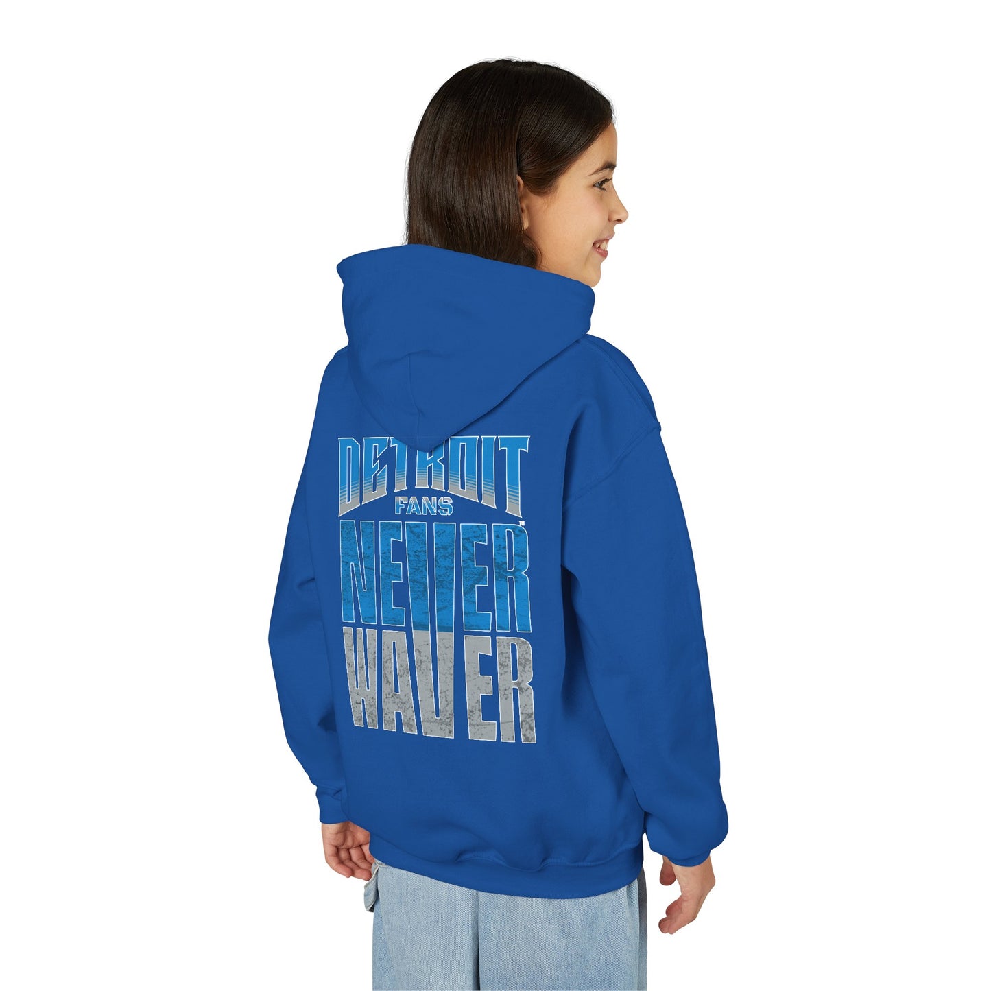 Detroit Fans Never Waver Youth Heavy Blend Hooded Sweatshirt