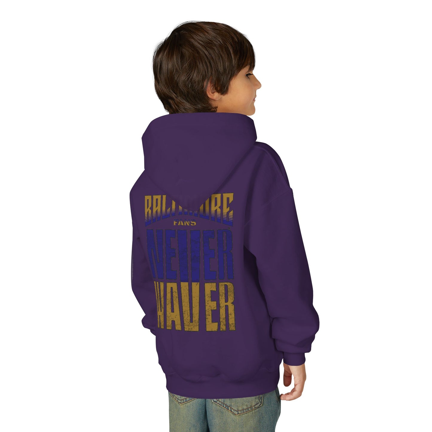 Baltimore Fans Never Waver Youth Heavy Blend Hooded Sweatshirt