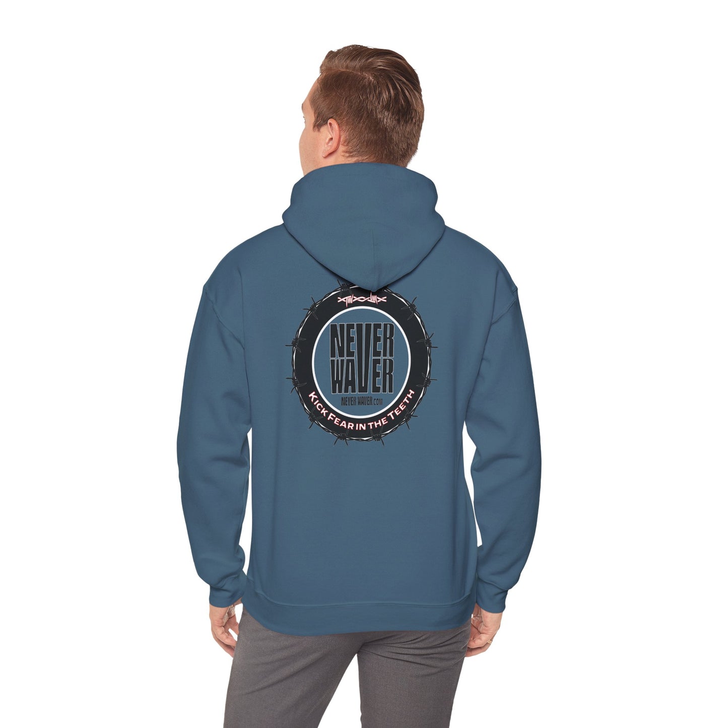 NEVER WAVER KICK FEAR IN THE TEETH Unisex Heavy Blend™ Hooded Sweatshirt