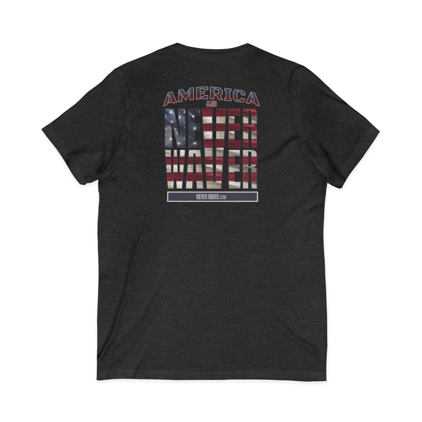 'America Never Wavers' Patriotic Shirt Unisex V-Neck Tee