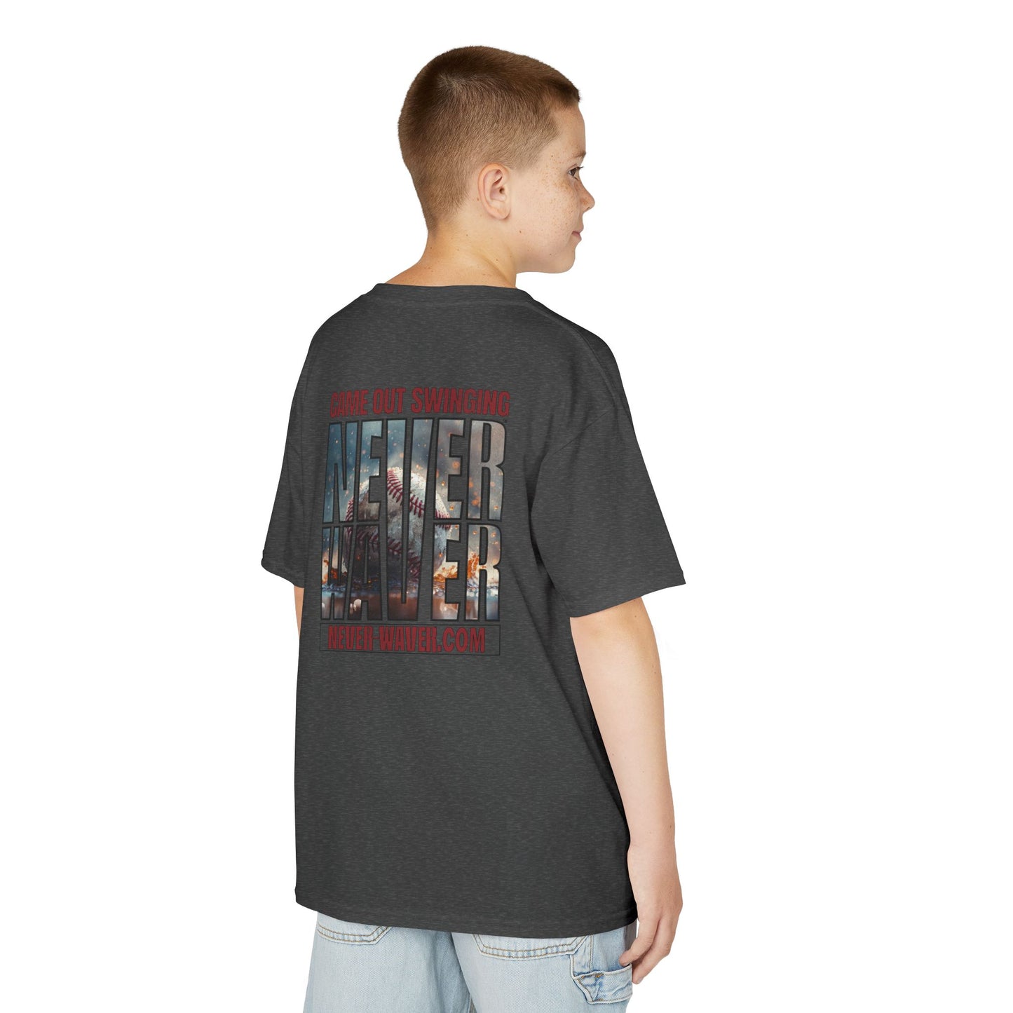 Kids T-Shirt - "Came Out Swinging" Never Waver Graphic Tee (Youth)