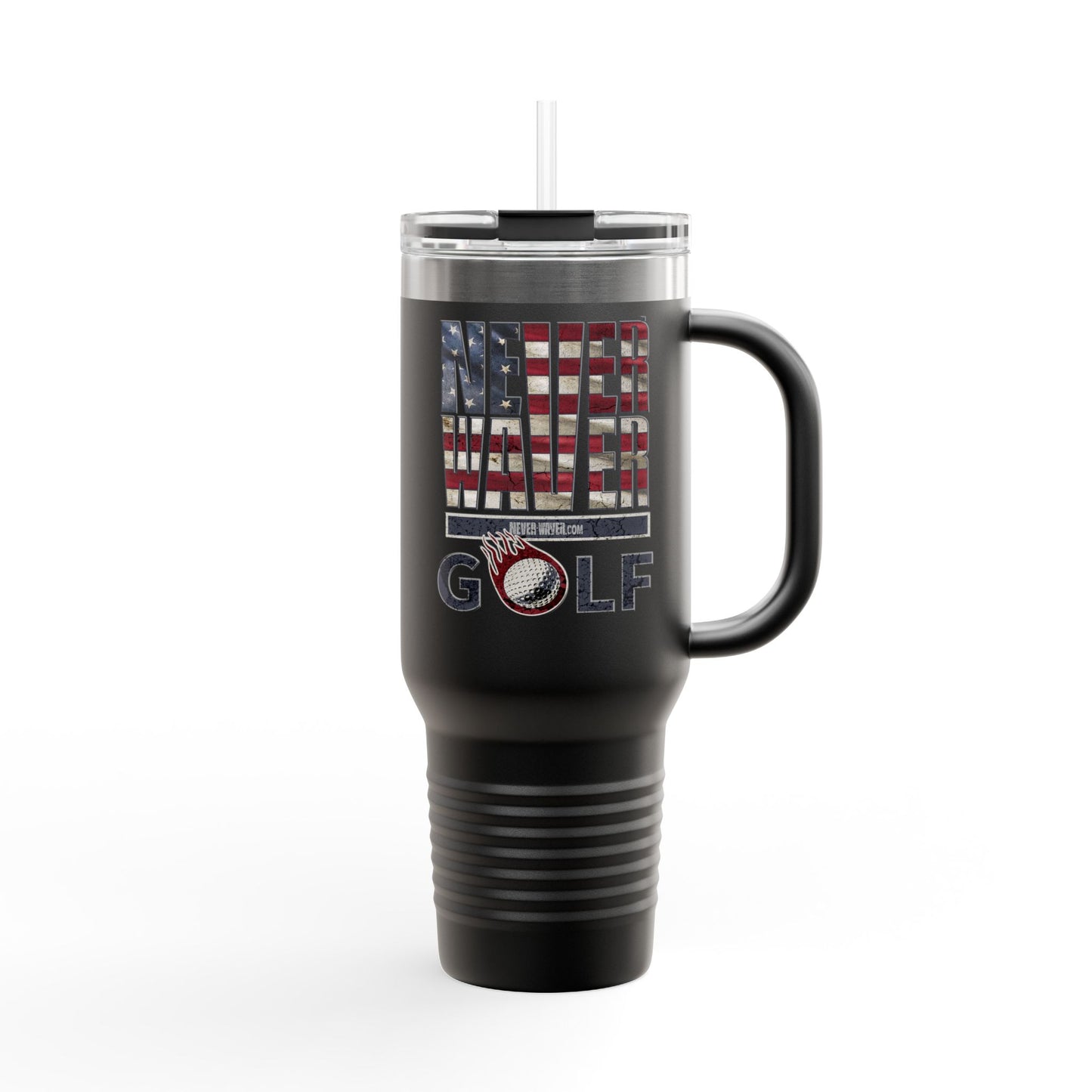 Insulated Travel Mug - "Never Waver Golf" - 40oz Sporty Drinkware