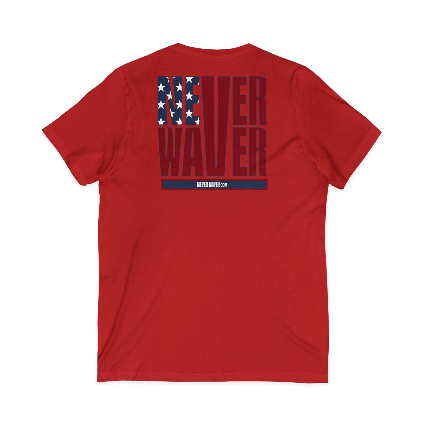 Never Waver Stylized Flag Design Unisex Jersey Short Sleeve V-Neck Tee