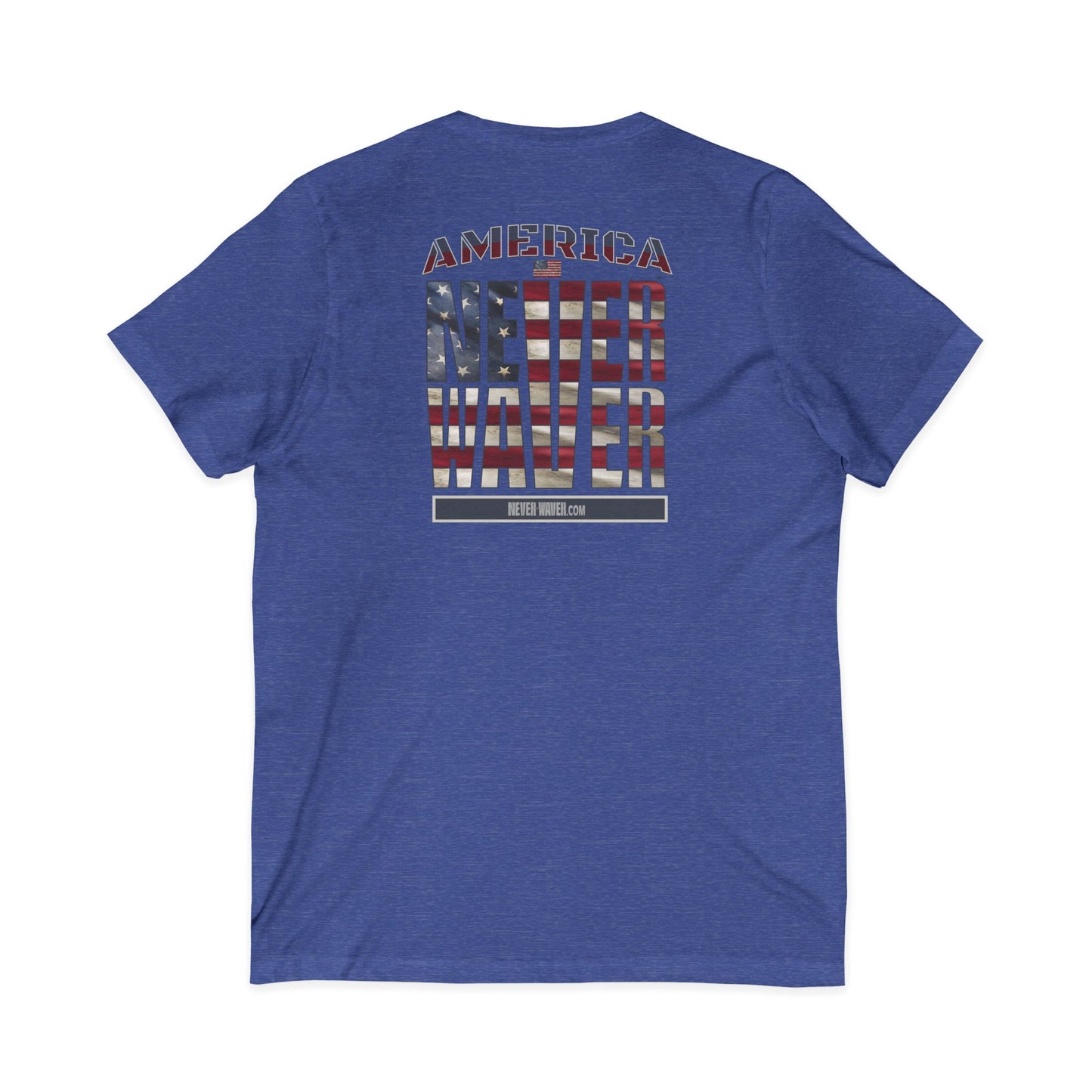 'America Never Wavers' Patriotic Shirt Unisex V-Neck Tee