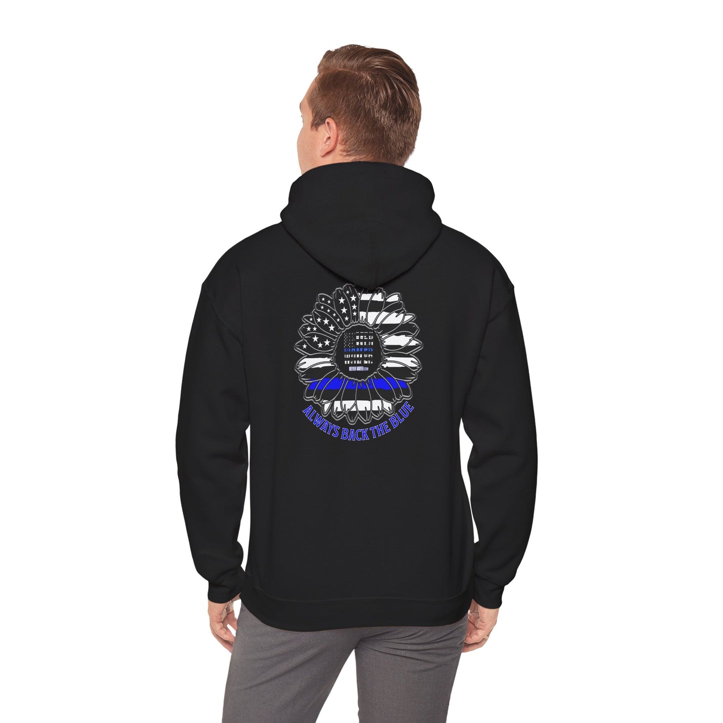 Never Waver Always Back the Blue Hooded Sweatshirt - Unisex Heavy Blend™